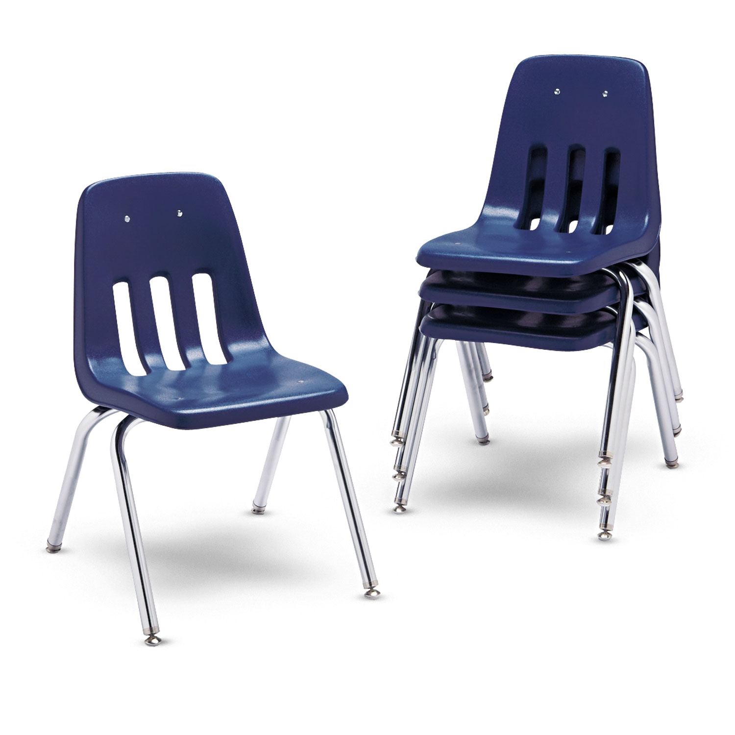 9000 Series Classroom Chairs, 16 Seat Height, Navy/Chrome, 4/Carton