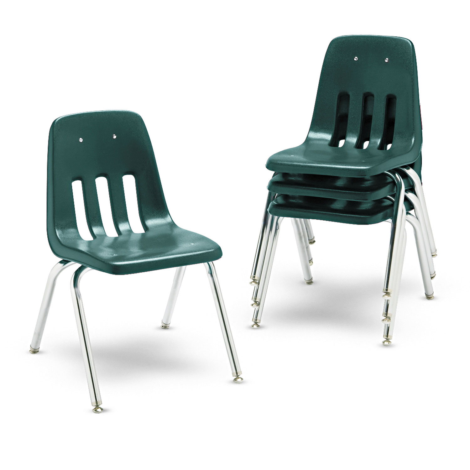 9000 Series Classroom Chairs, 16 Seat Height, Forest Green/Chrome, 4/Carton