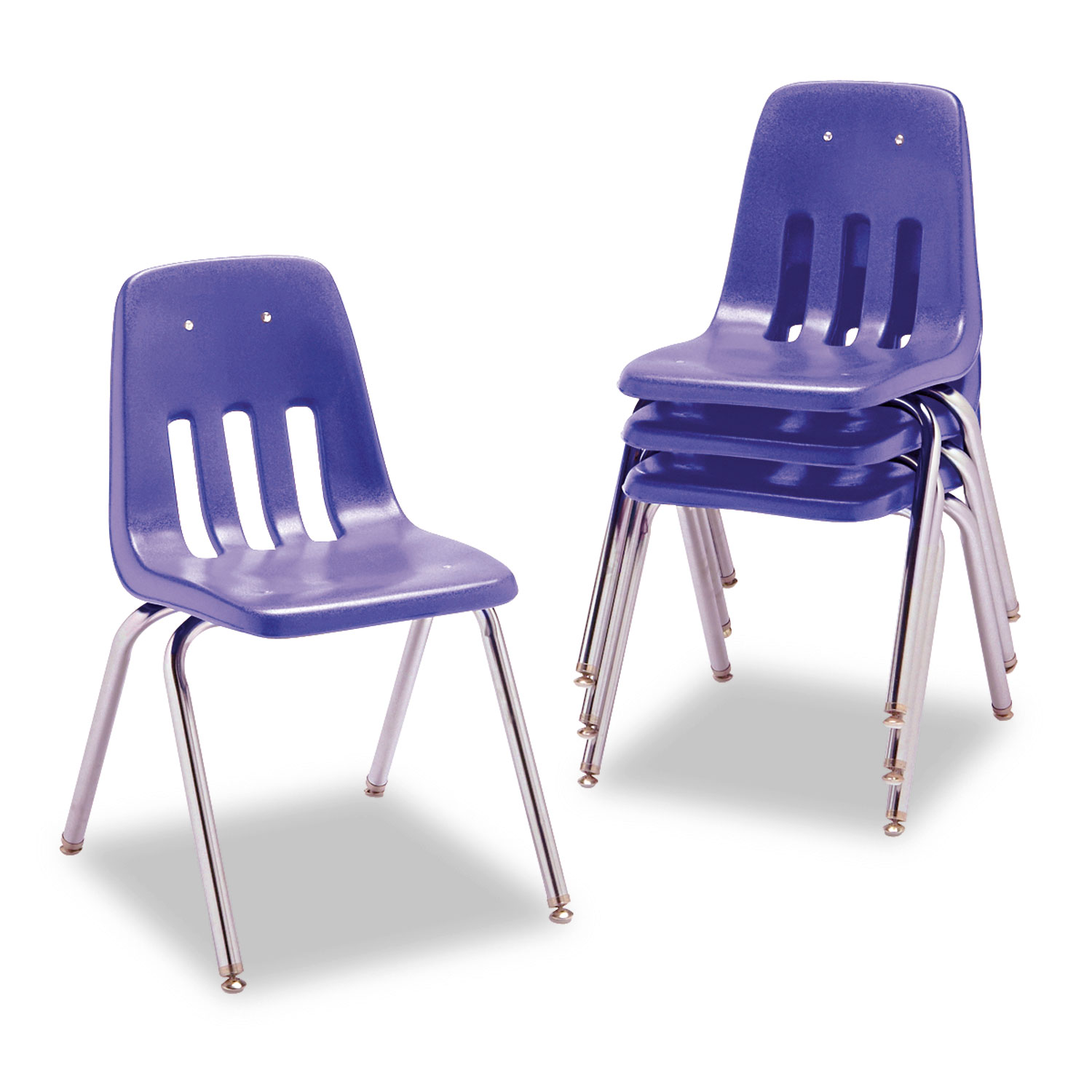 9000 Series Classroom Chair, 18 Seat Height, Blueberry/Chrome, 4/Carton