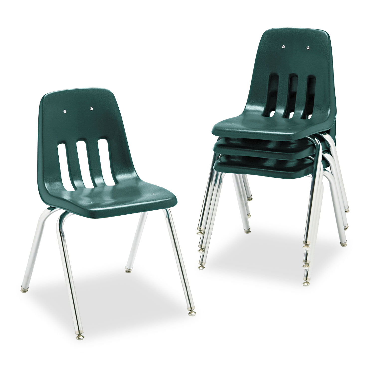 9000 Series Classroom Chair, 18 Seat Height, Forest Green/Chrome, 4/Carton