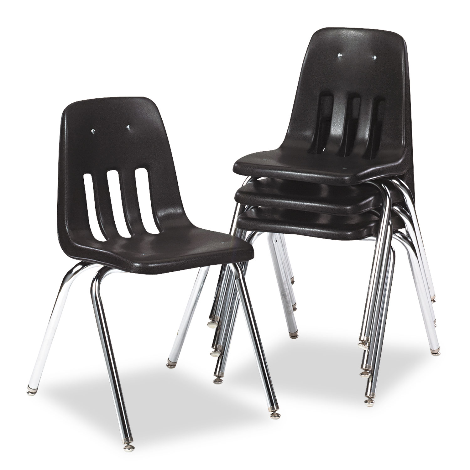 9000 Series Classroom Chair, Black/Chrome Frame, 4/Carton