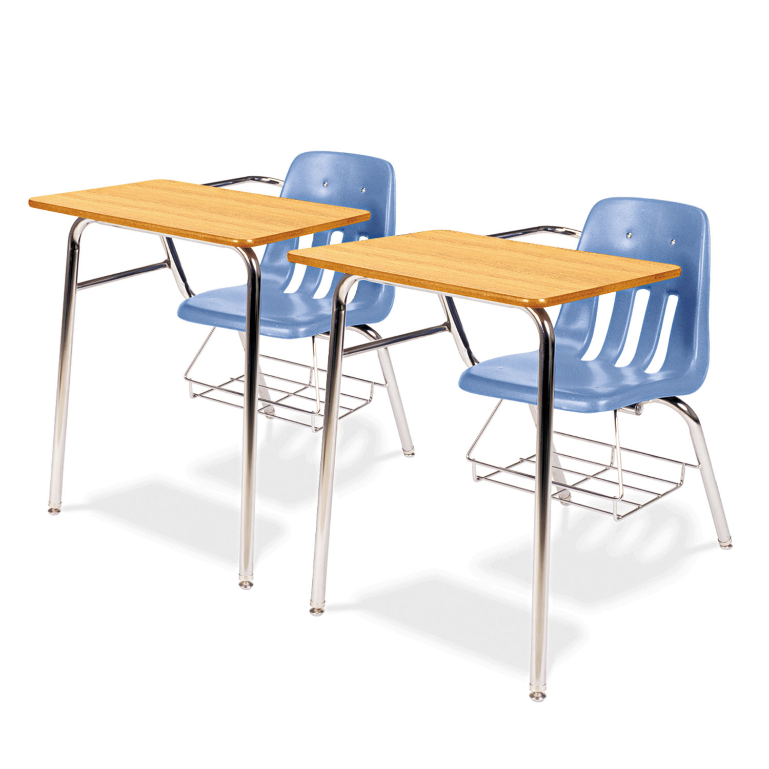 9400 Series Chair Desk, 21w x 33-1/2d x 30h, Medium Oak/Blueberry, 2/Carton
