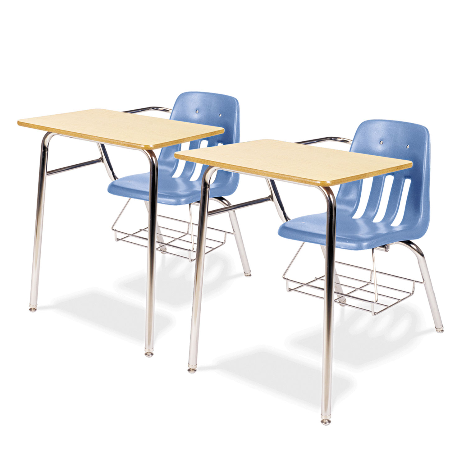 9400 Series Chair Desk, 21w x 33-1/2d x 30h, Fusion Maple/Blueberry, 2/Carton