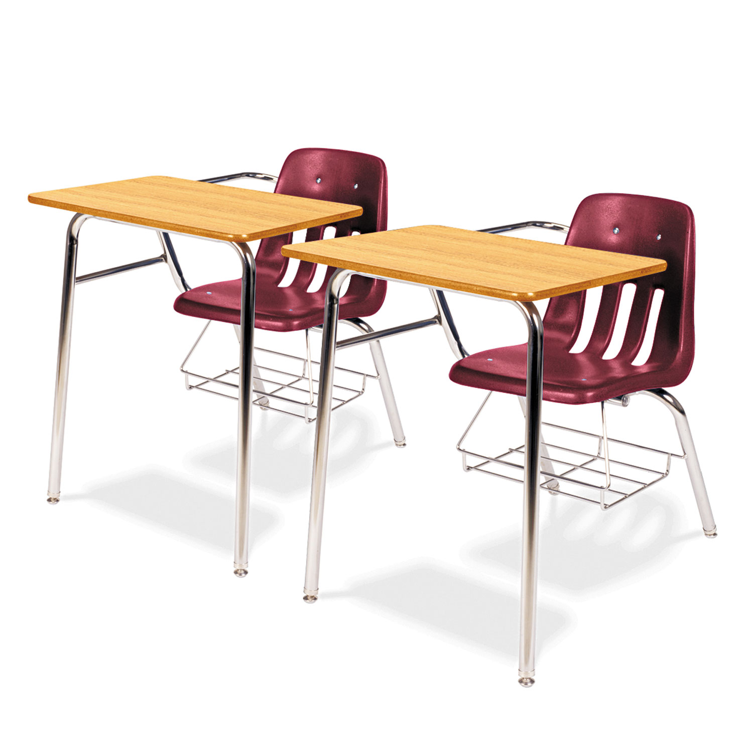 9400 Series Chair Desk, 21w x 33-1/2d x 30h, Medium Oak/Wine, 2/Carton