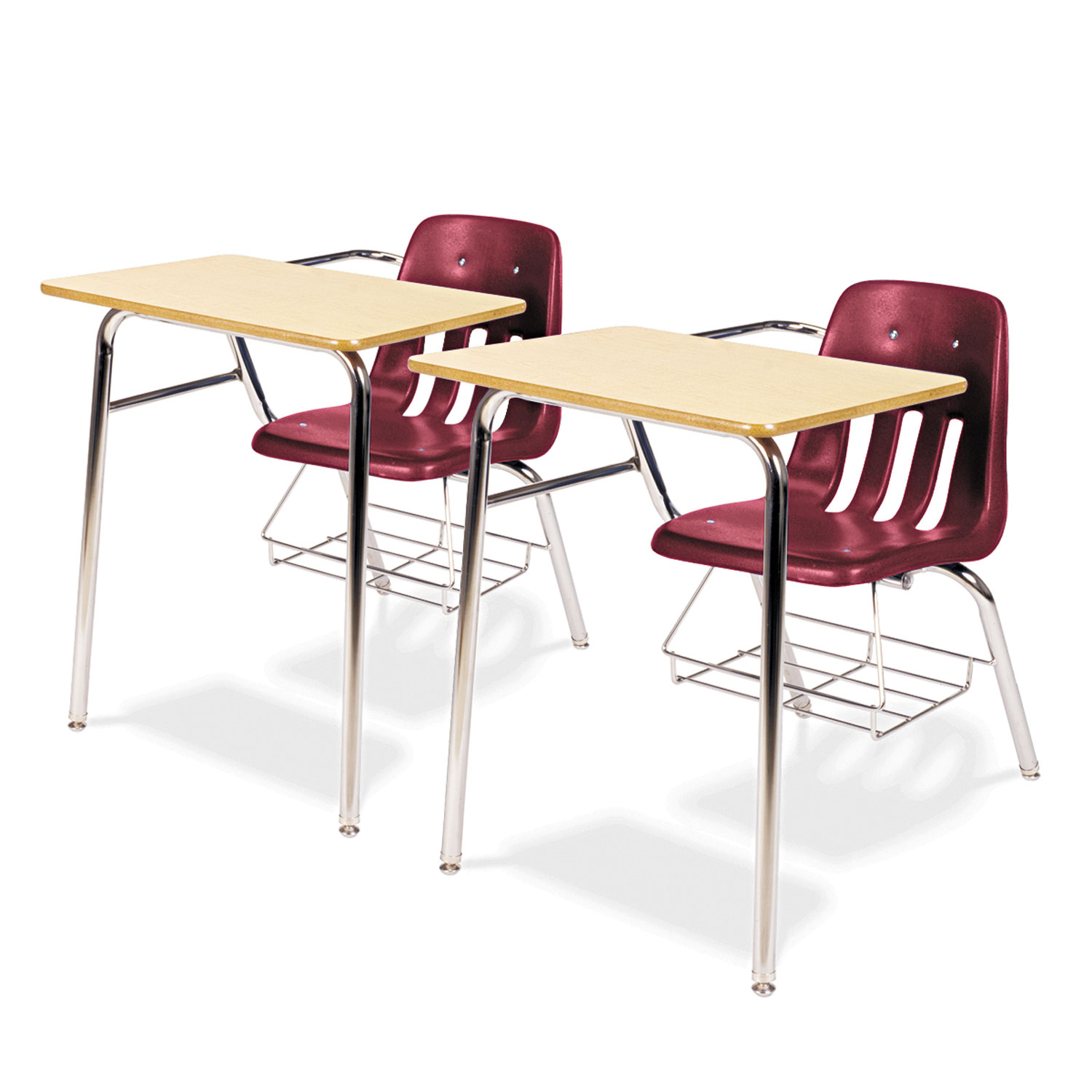 9400 Series Chair Desk, 21w x 33-1/2d x 30h, Fusion Maple/Wine, 2/Carton