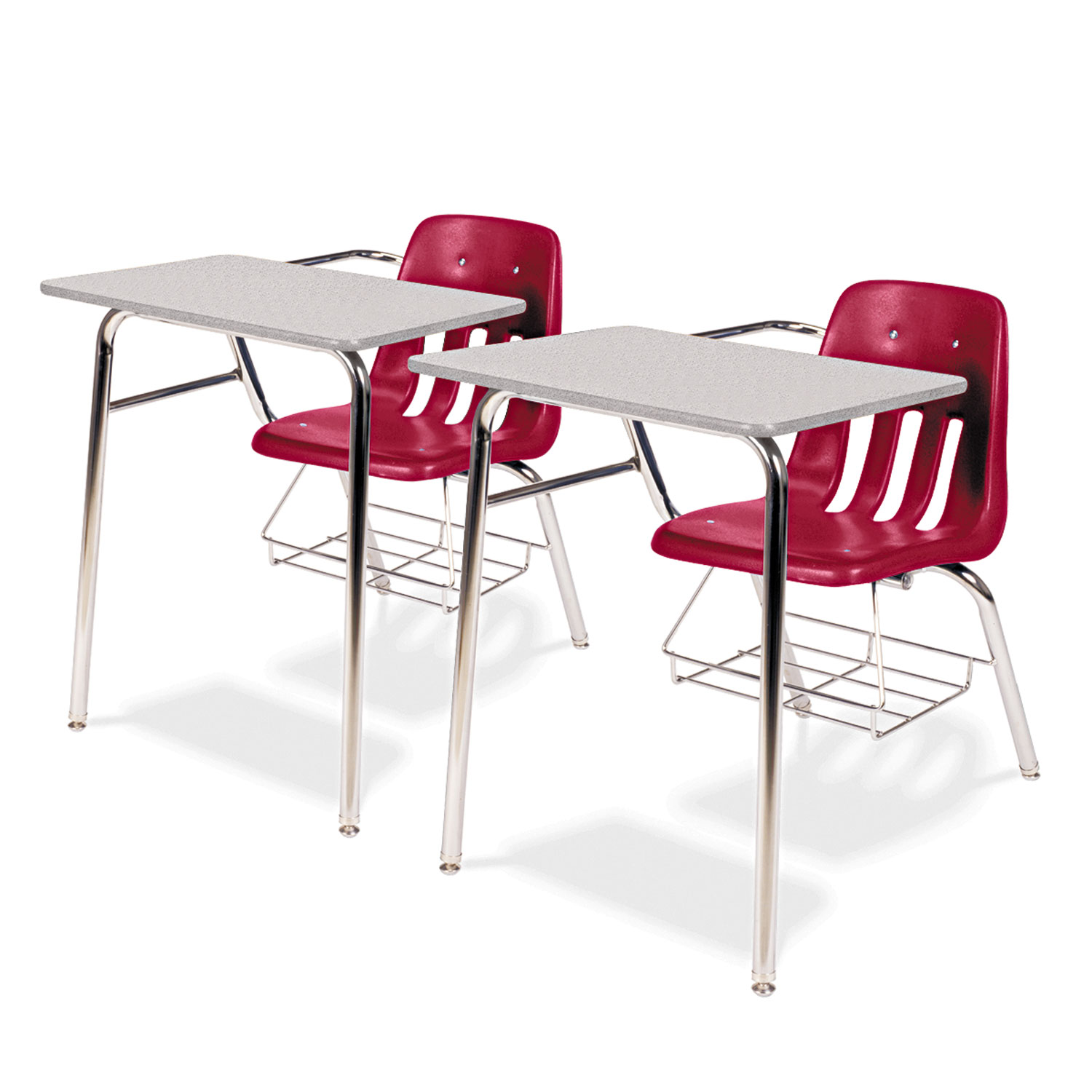 9400 Series Chair Desk, 21w x 33-1/2d x 30h, Gray Nebula/Red, 2/Carton