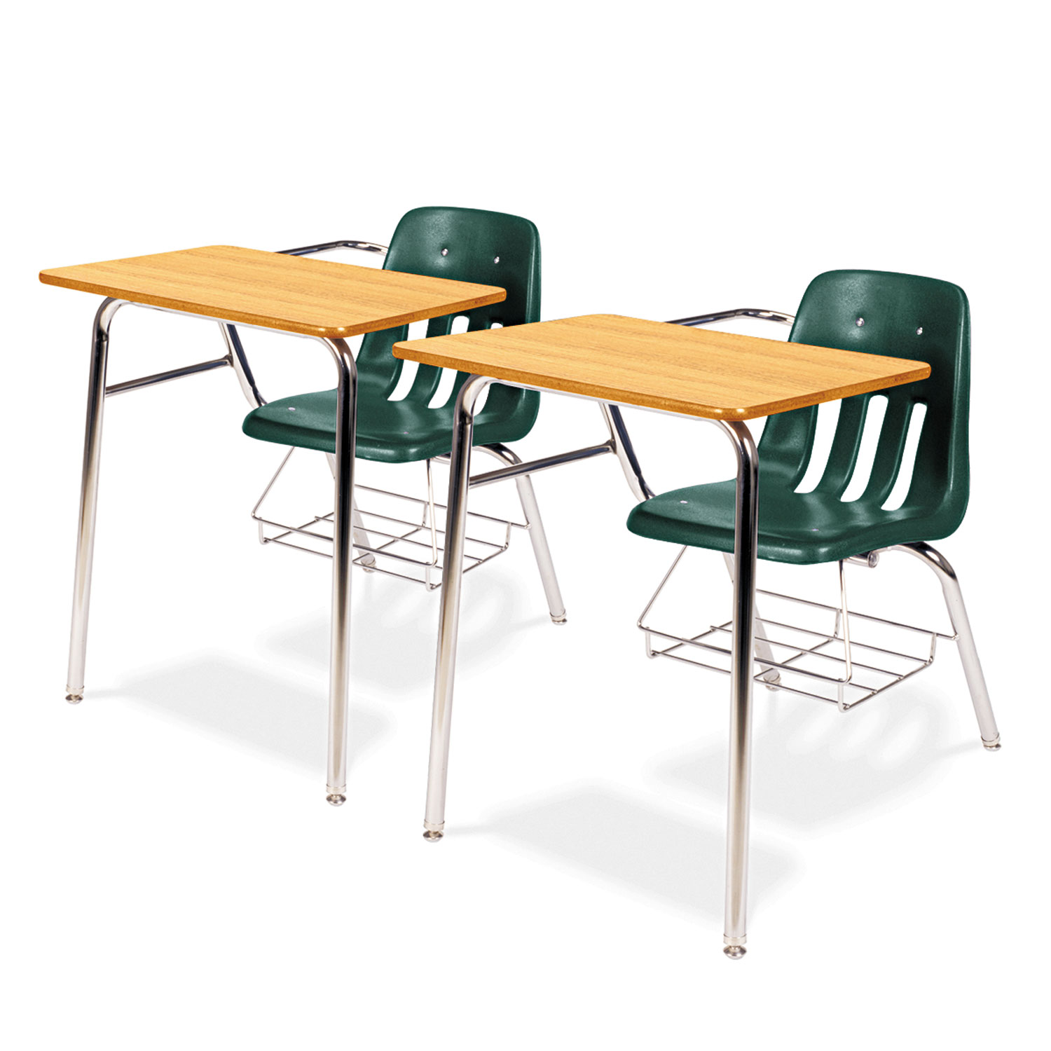 9400 Series Chair Desk, 21w x 33-1/2d x 30h, Medium Oak/Forest Green, 2/Carton