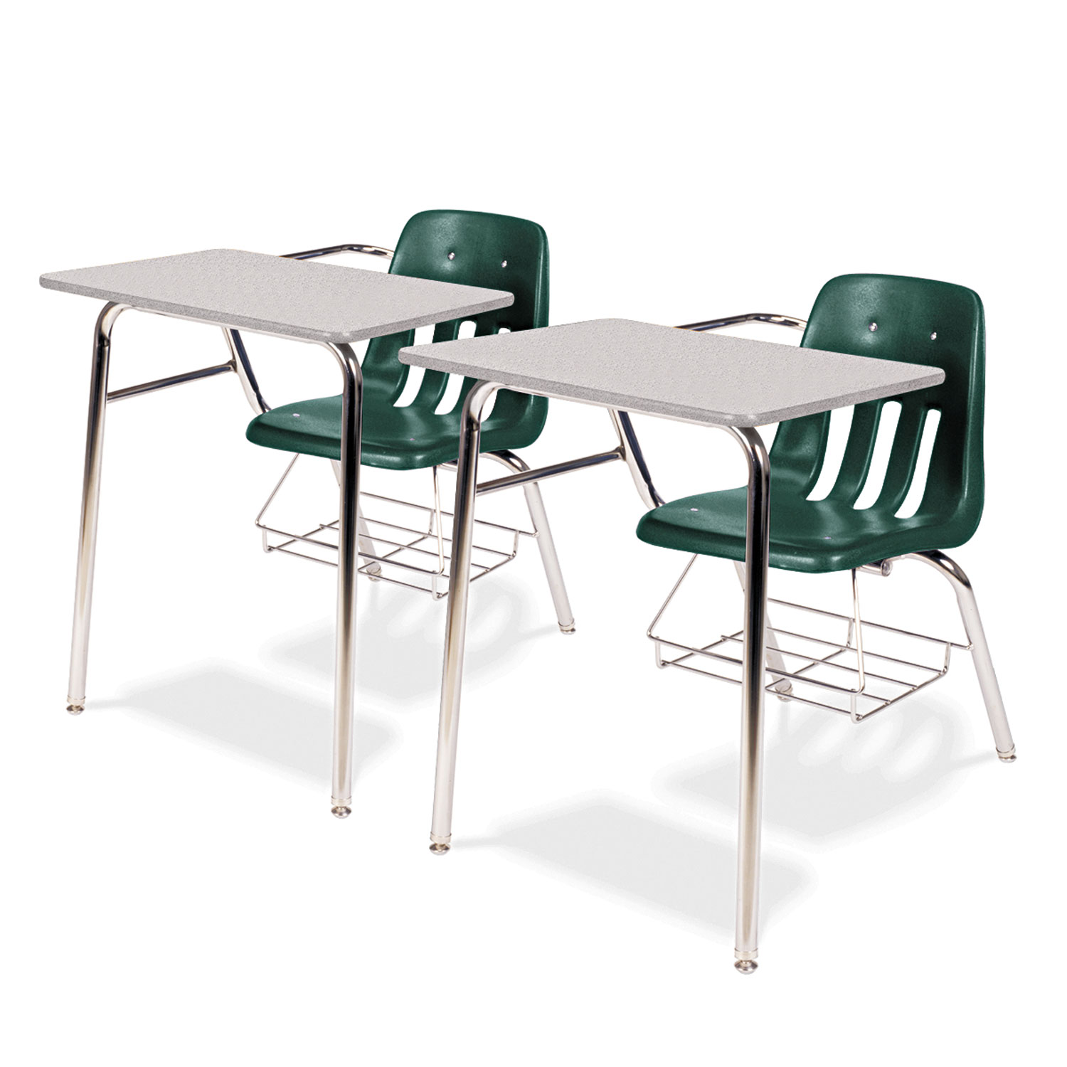 9400 Series Chair Desk, 21w x 33-1/2d x 30h, Gray Nebula/Forest Green, 2/Carton