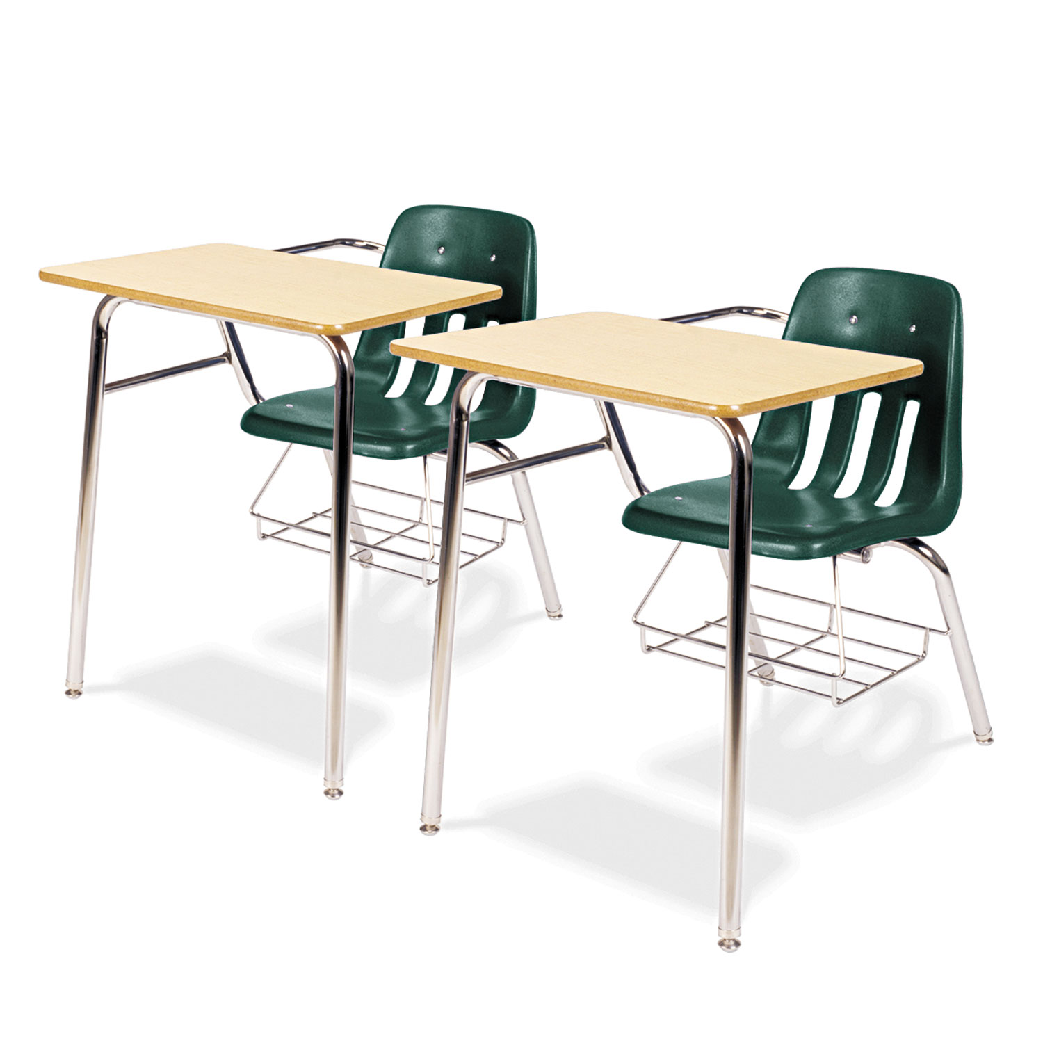 9400 Series Chair Desk, 21w x 33-1/2d x 30h, Maple/Forest Green, 2/Carton