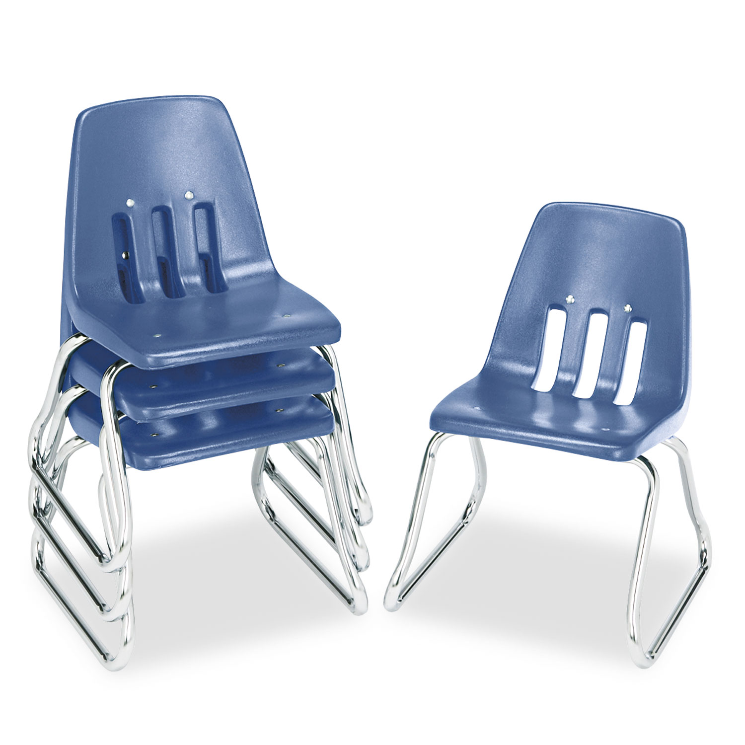 9600 Classic Series Classroom Chairs, 12 Seat Height, Blue/Chrome, 4/Carton