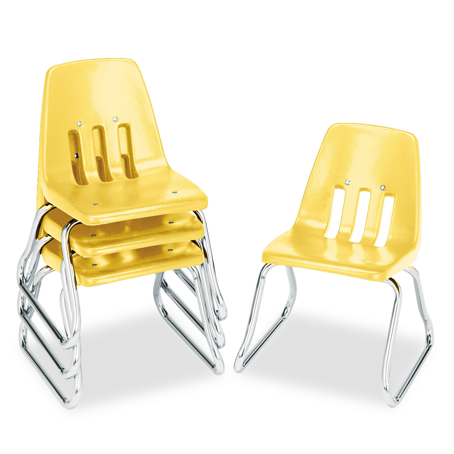 9600 Classic Series Classroom Chairs, 12 Seat Height, Squash/Chrome, 4/Carton