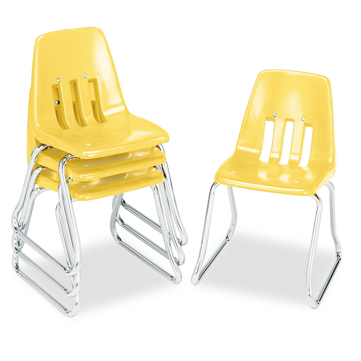 9600 Classic Series Classroom Chairs, 14 Seat Height, Squash/Chrome, 4/Carton