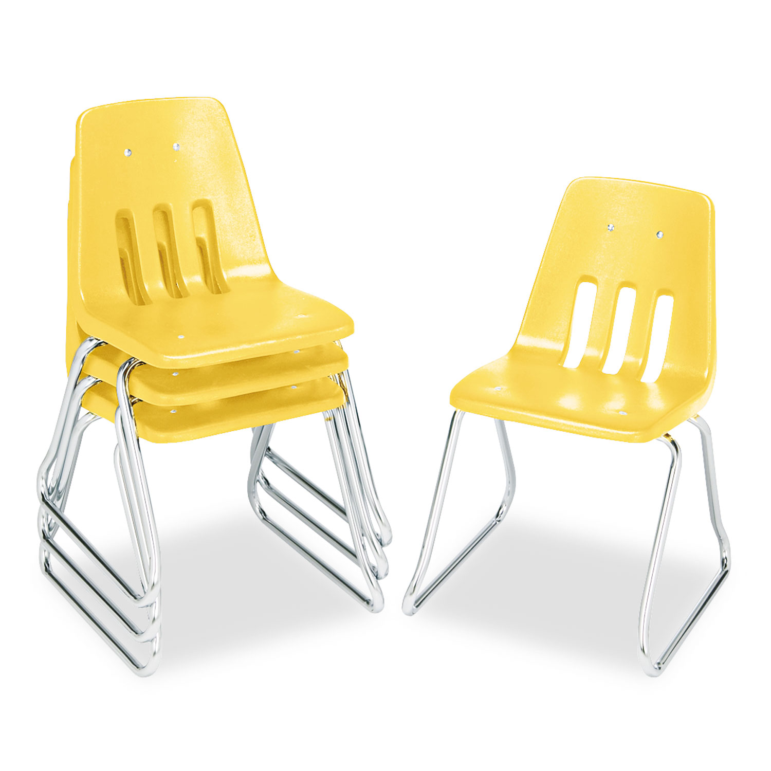 9600 Classic Series Classroom Chairs, 16 Seat Height, Squash/Chrome, 4/Carton