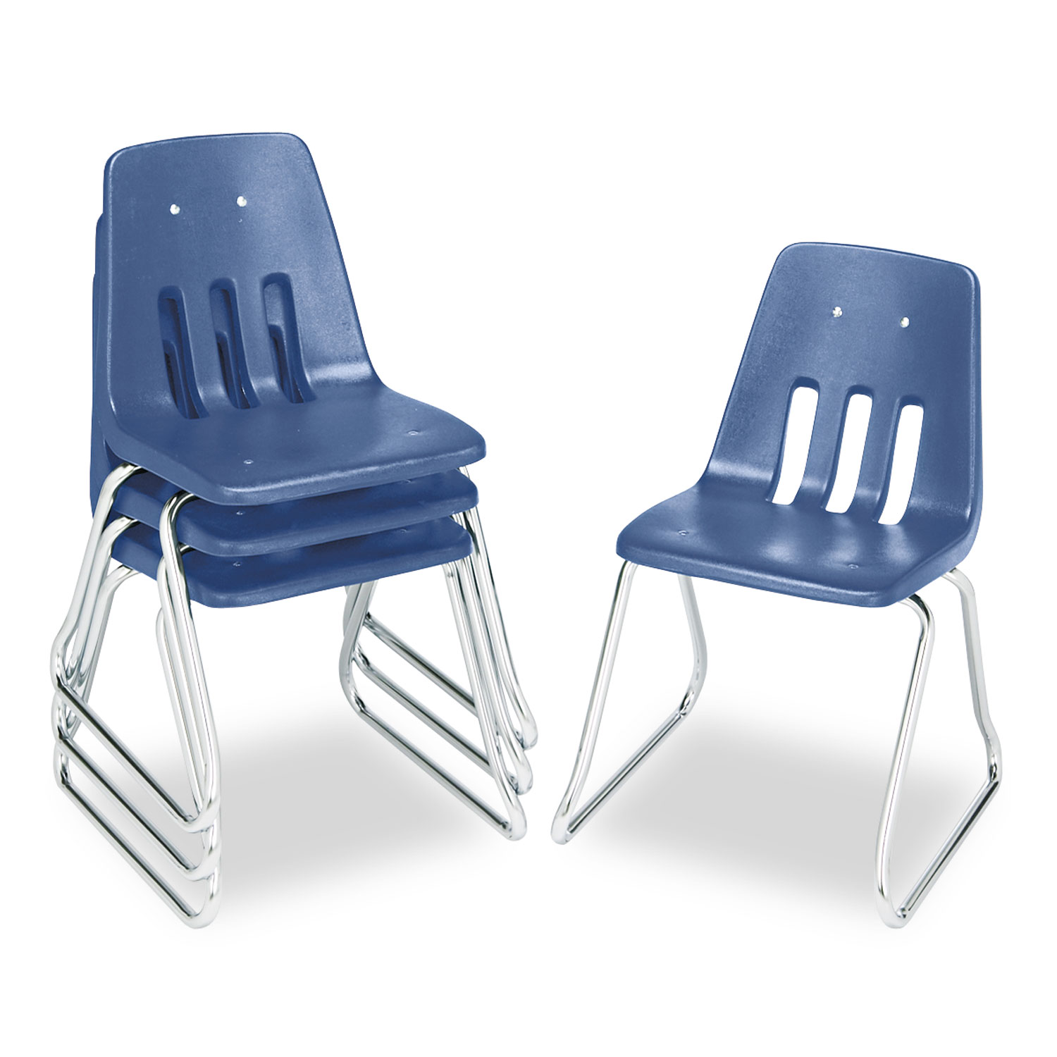 9600 Classic Series Classroom Chairs, 18 Seat Height, Blue/Chrome, 4/Carton