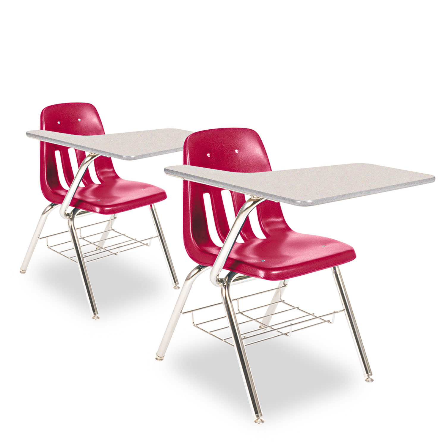 9700 Series Chair Desk, 18-3/4w x 31d x 30-1/2h, Gray Nebula/Red, 2/Carton