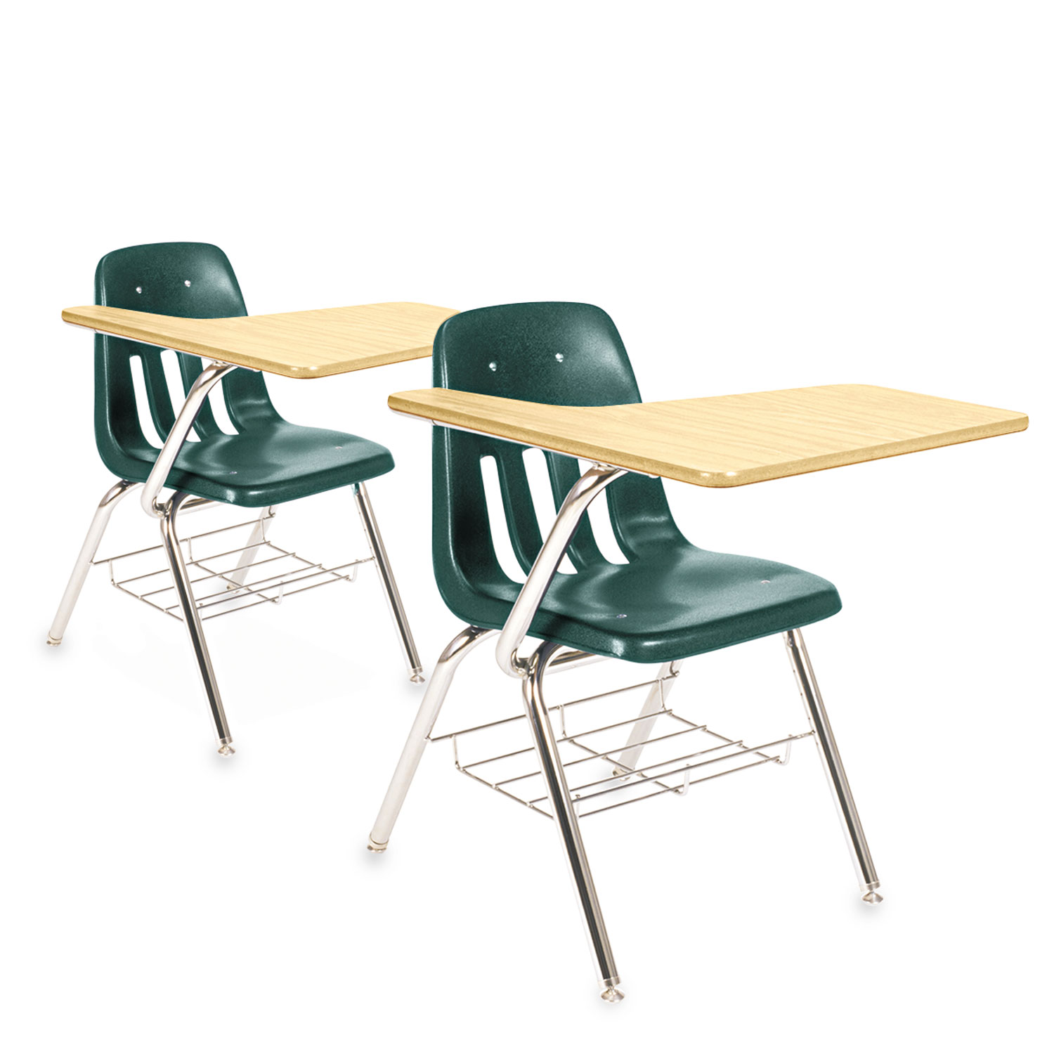 9700 Series Chair Desk, 18-3/4w x 31d x 30-1/2h, Fusion Maple/Green, 2/Carton