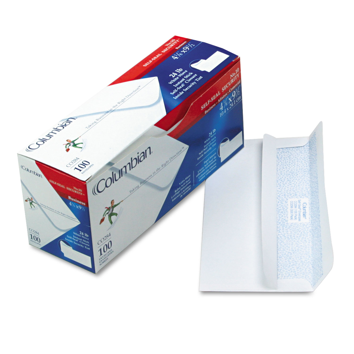 Self-Seal Business Envelopes w/Security Tint, #10, 4 1/8 x 9 1/2, White, 100/Box