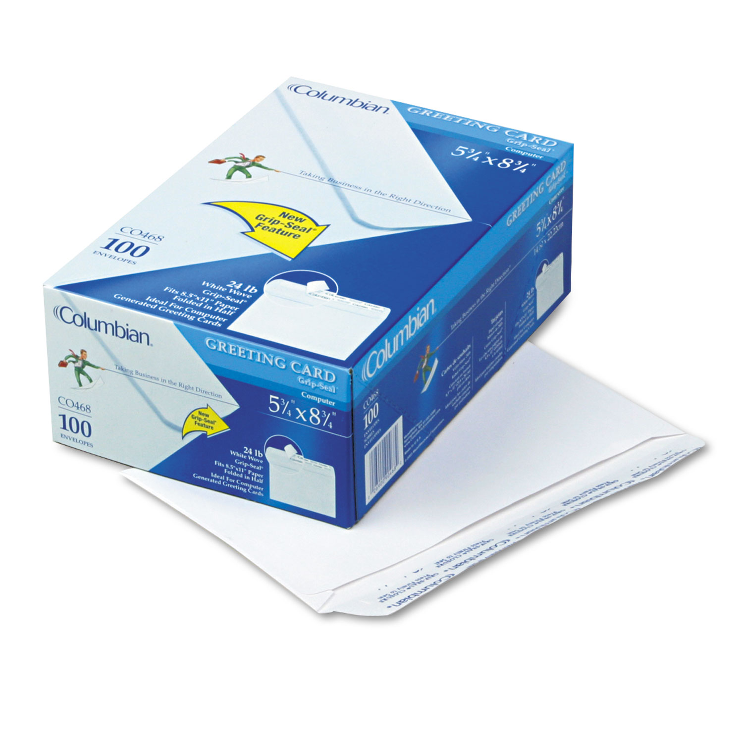  Columbian COLO468 Invitation & Greeting Card Envelope, A-9, Monarch Flap, Self-Adhesive Closure, 5.75 x 8.75, White, 100/Box (QUACO468) 