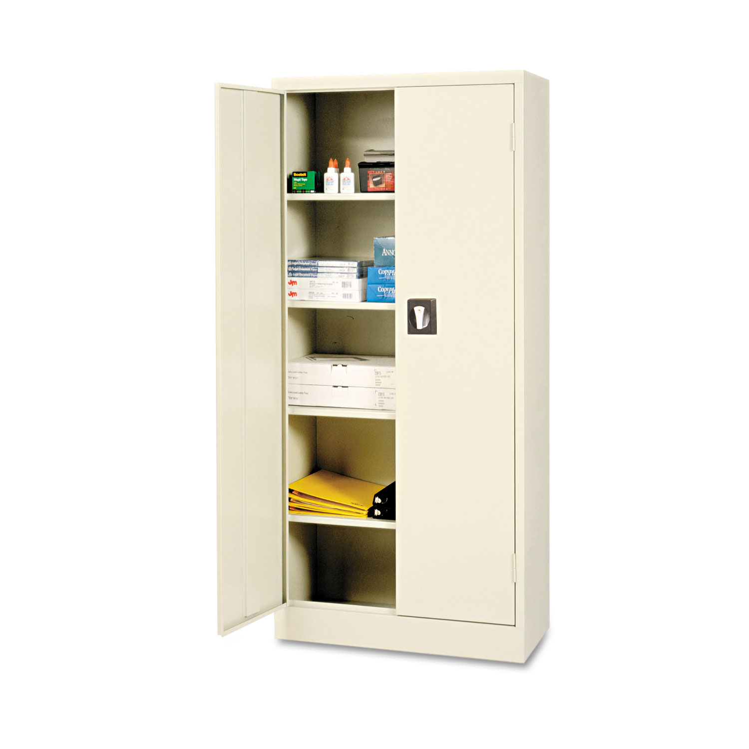  Alera ALECM6615PY Space Saver Storage Cabinet, Four Shelves, 30w x 15d x 66h, Putty (ALECM6615PY) 