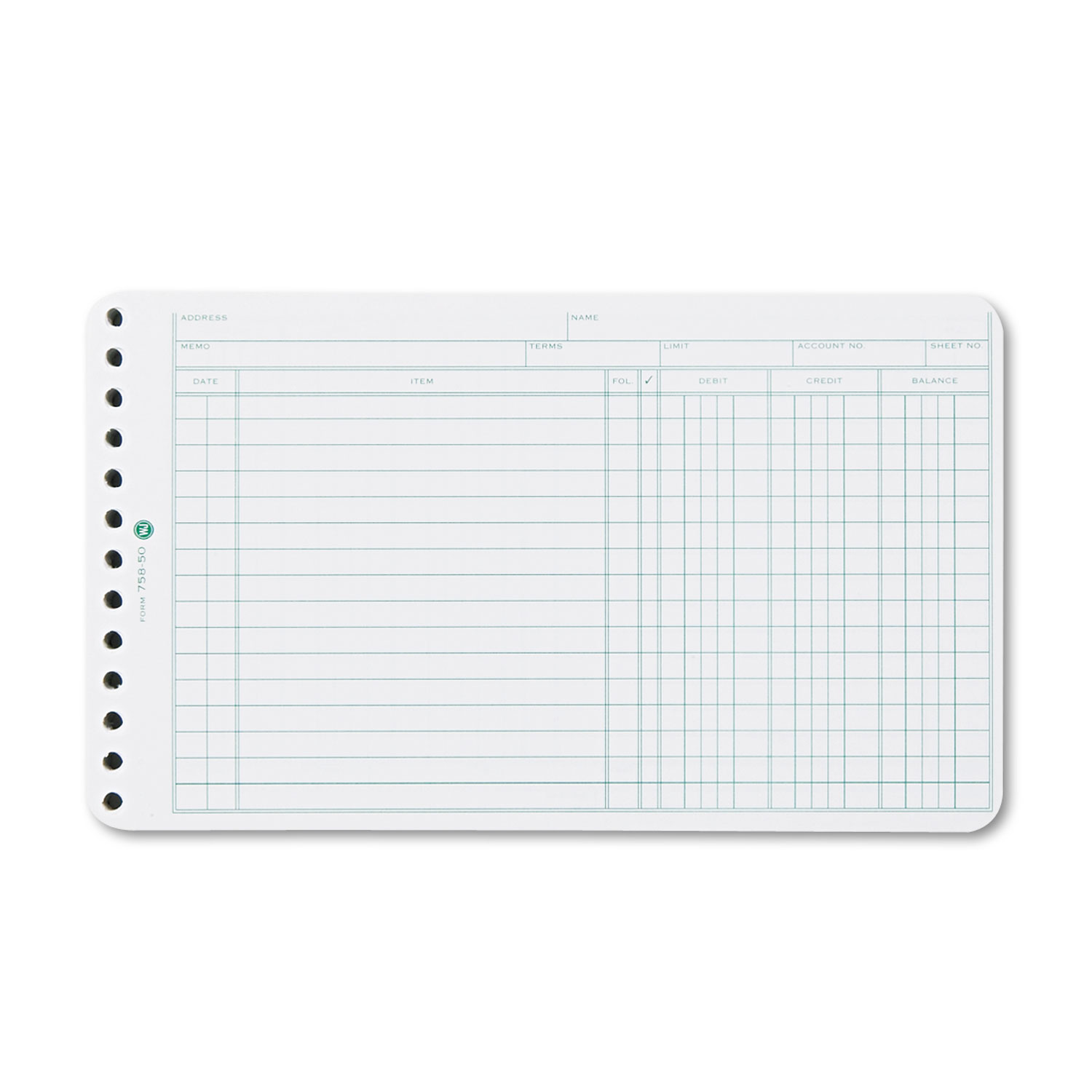 Extra Sheets for Six-Ring Ledger Binder, 100/Pack