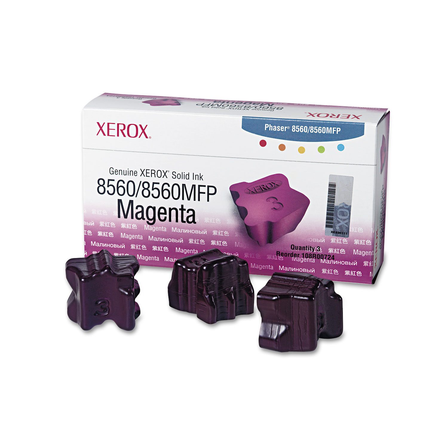  Xerox 108R00724 108R00724 Solid Ink Stick, 3400 Page-Yield, Magenta, 3/Box (XER108R00724) 