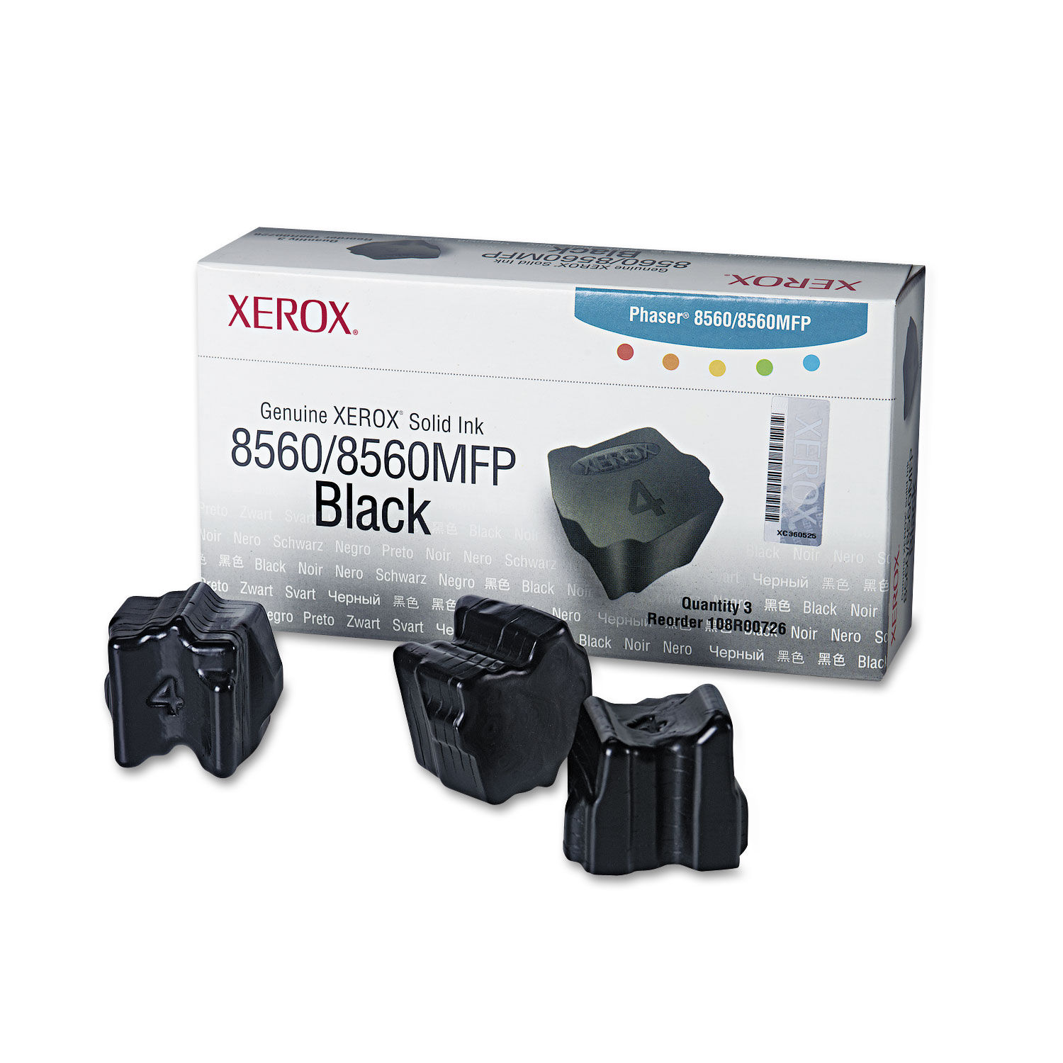  Xerox 108R00726 108R00726 Solid Ink Stick, 3400 Page-Yield, Black, 3/Box (XER108R00726) 