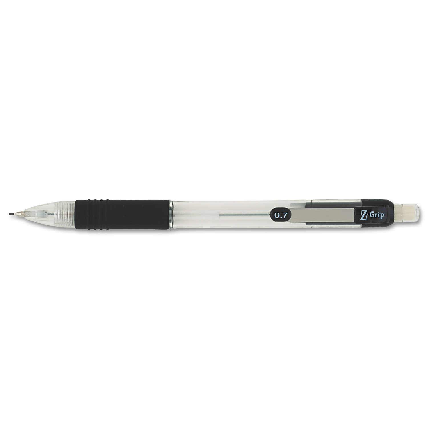  Zebra 52410 Z-Grip Mechanical Pencil, 0.7 mm, HB (#2.5), Black Lead, Clear/Black Grip Barrel, Dozen (ZEB52410) 