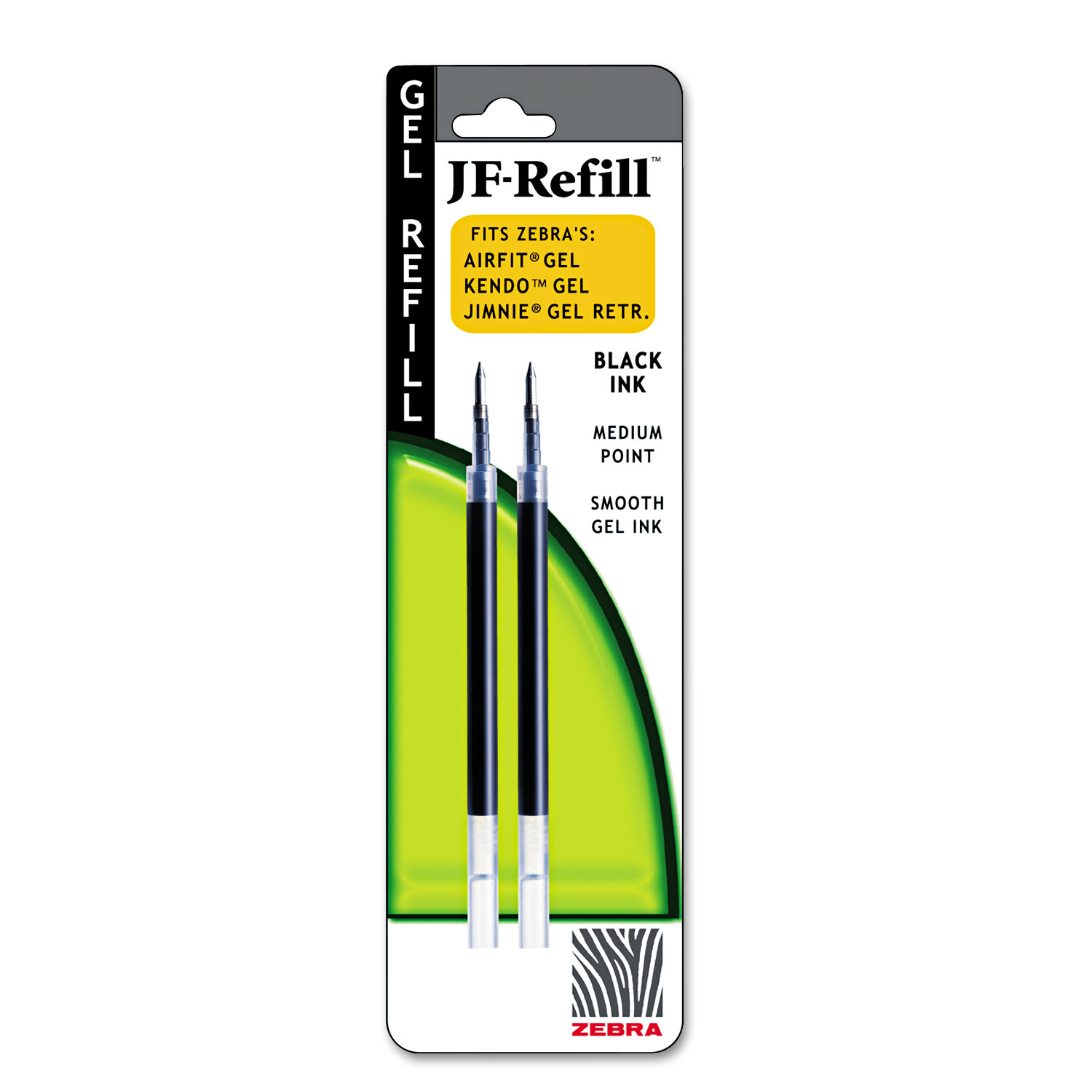 JF Refill for Jimnie Gel RT/Sarasa/Z-Grip Gel Roller Ball, Med, BLK, 2/Pack