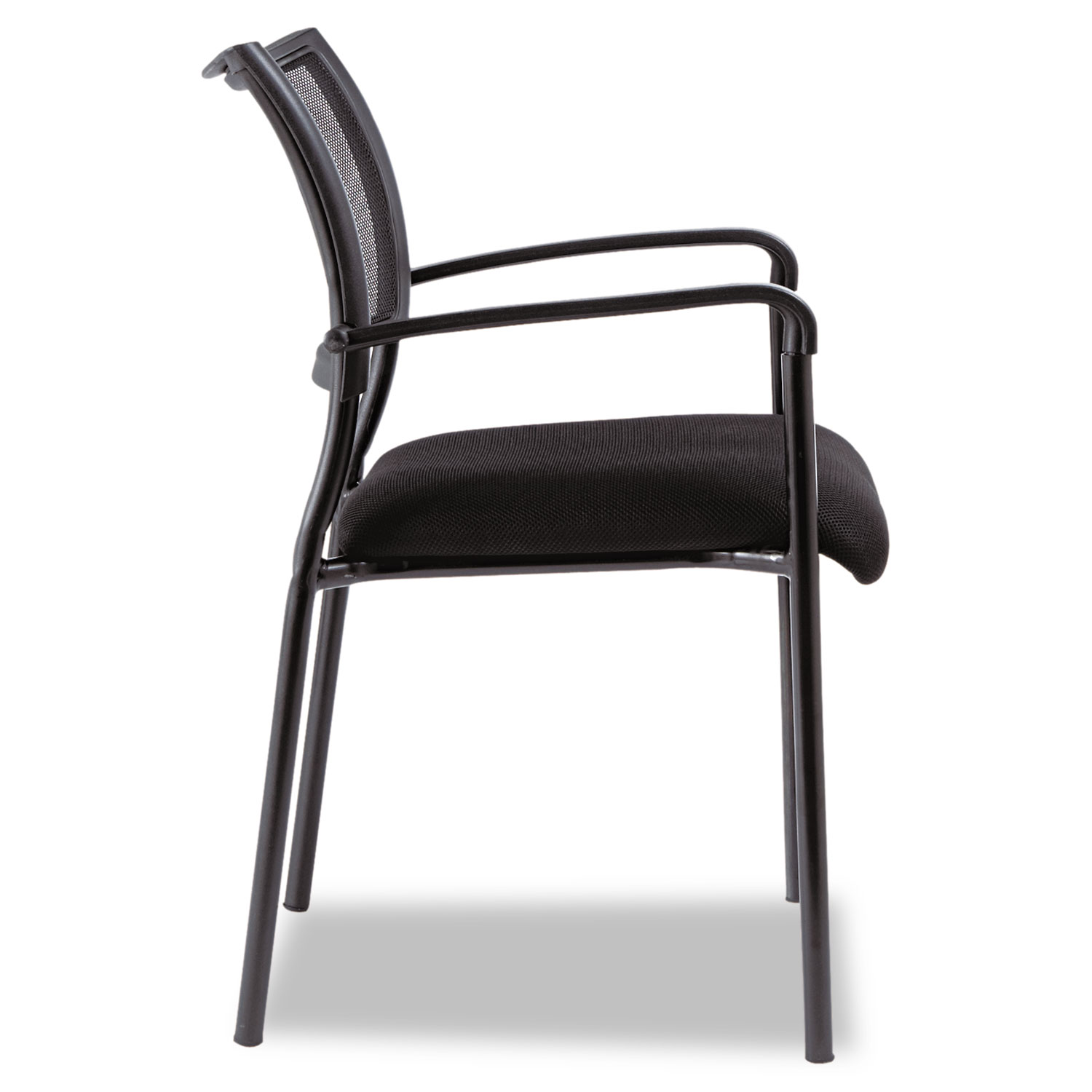 Alera Eikon Series Stacking Mesh Guest Chair, Black Seat/Black Back, Black Base, 2/Carton