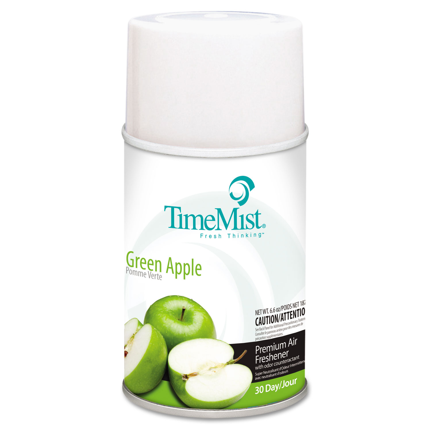 Premium Metered Air Freshener Refill, Green Apple, 5.3 oz Aerosol, 12/Carton