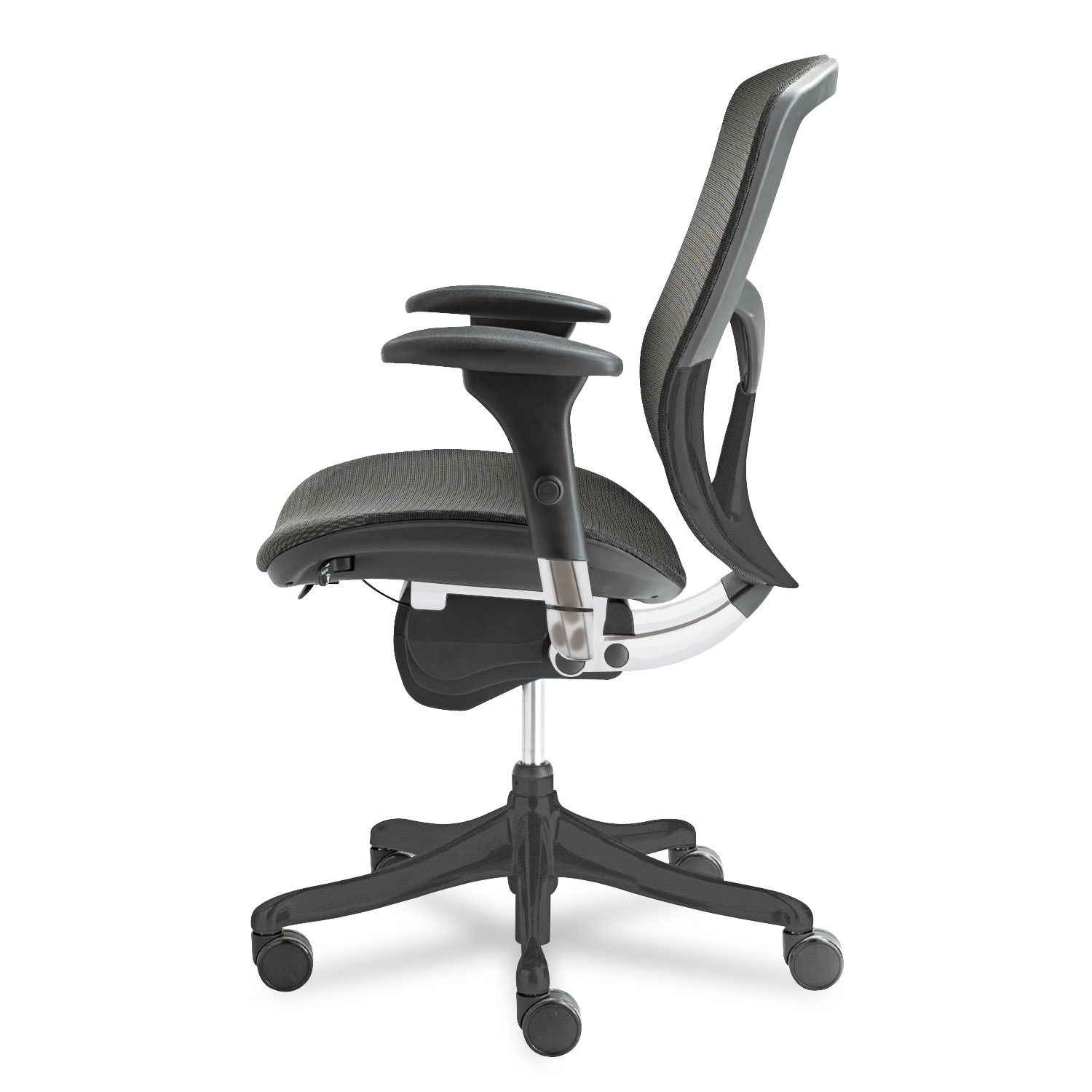 Alera EQ Series Ergonomic Multifunction Mid-Back Mesh Chair, Supports up to 250 lbs., Black Seat/Black Back, Black Base