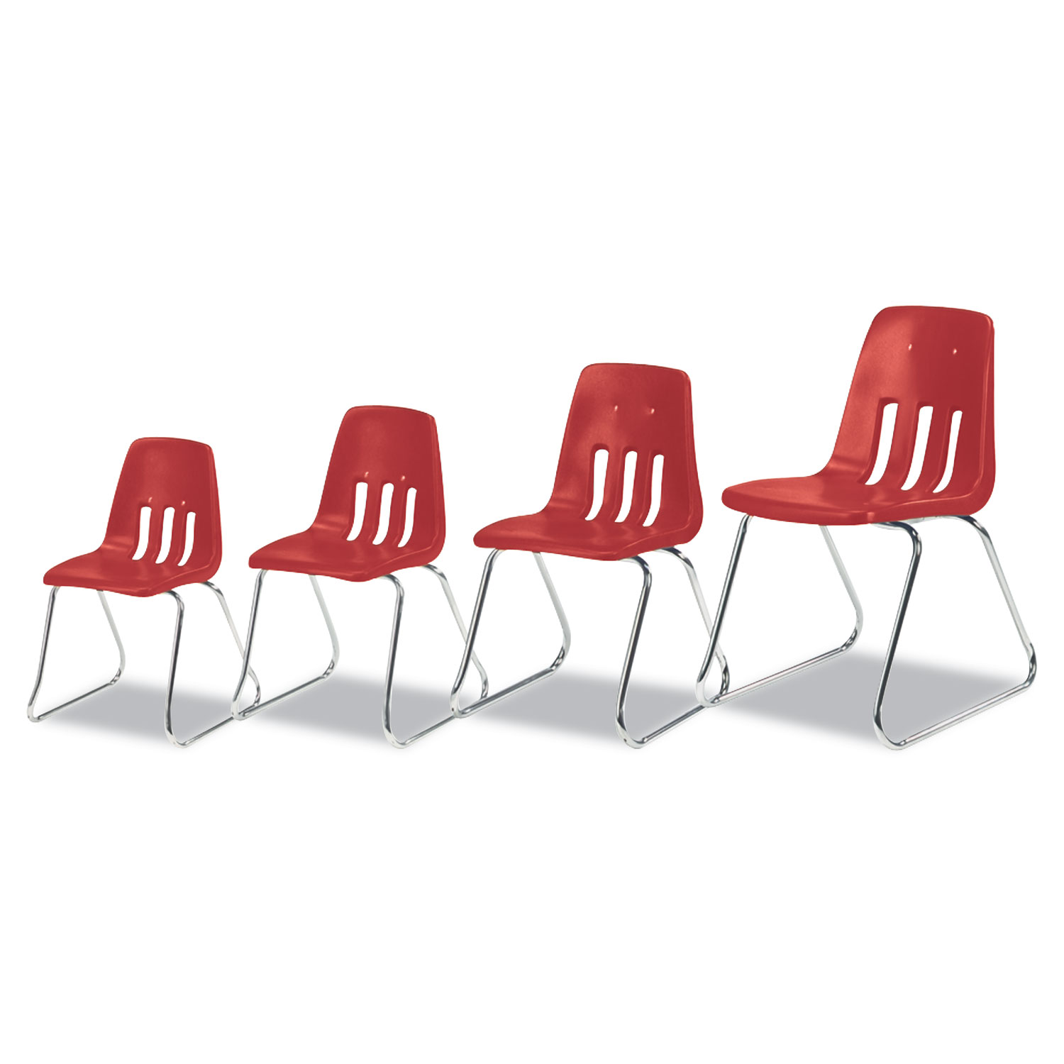 9600 Classic Series Classroom Chairs, 12 Seat Height, Red/Chrome, 4/Carton