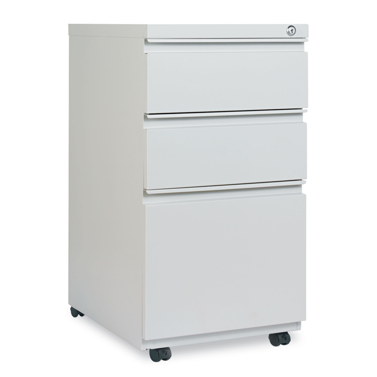 Three-Drawer Pedestal File With Full-Length Pull, 14 7/8 x 19 1/8, Light Gray