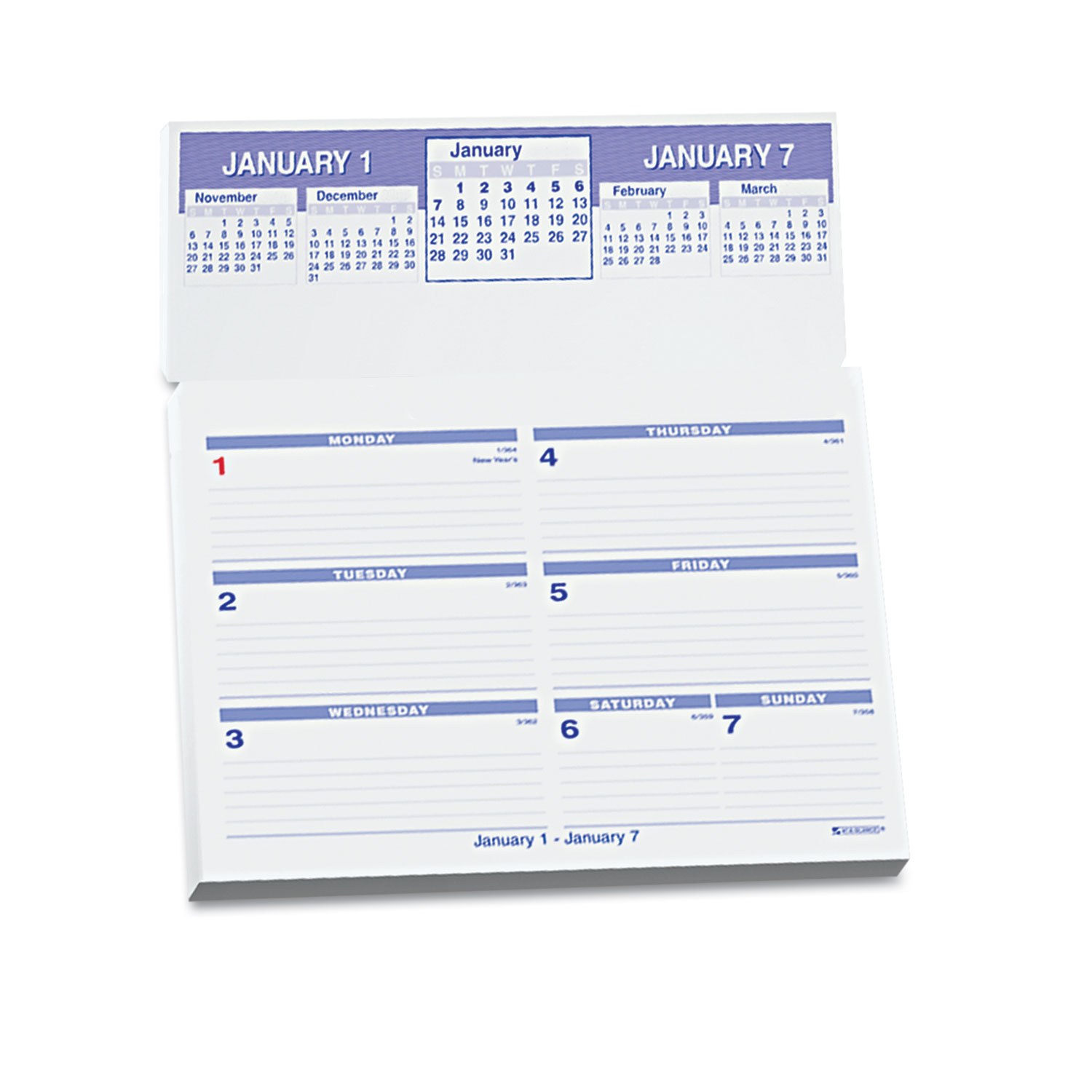 Flip-A-Week Desk Calendar Refill, 5 5/8 x 7, White, 2018