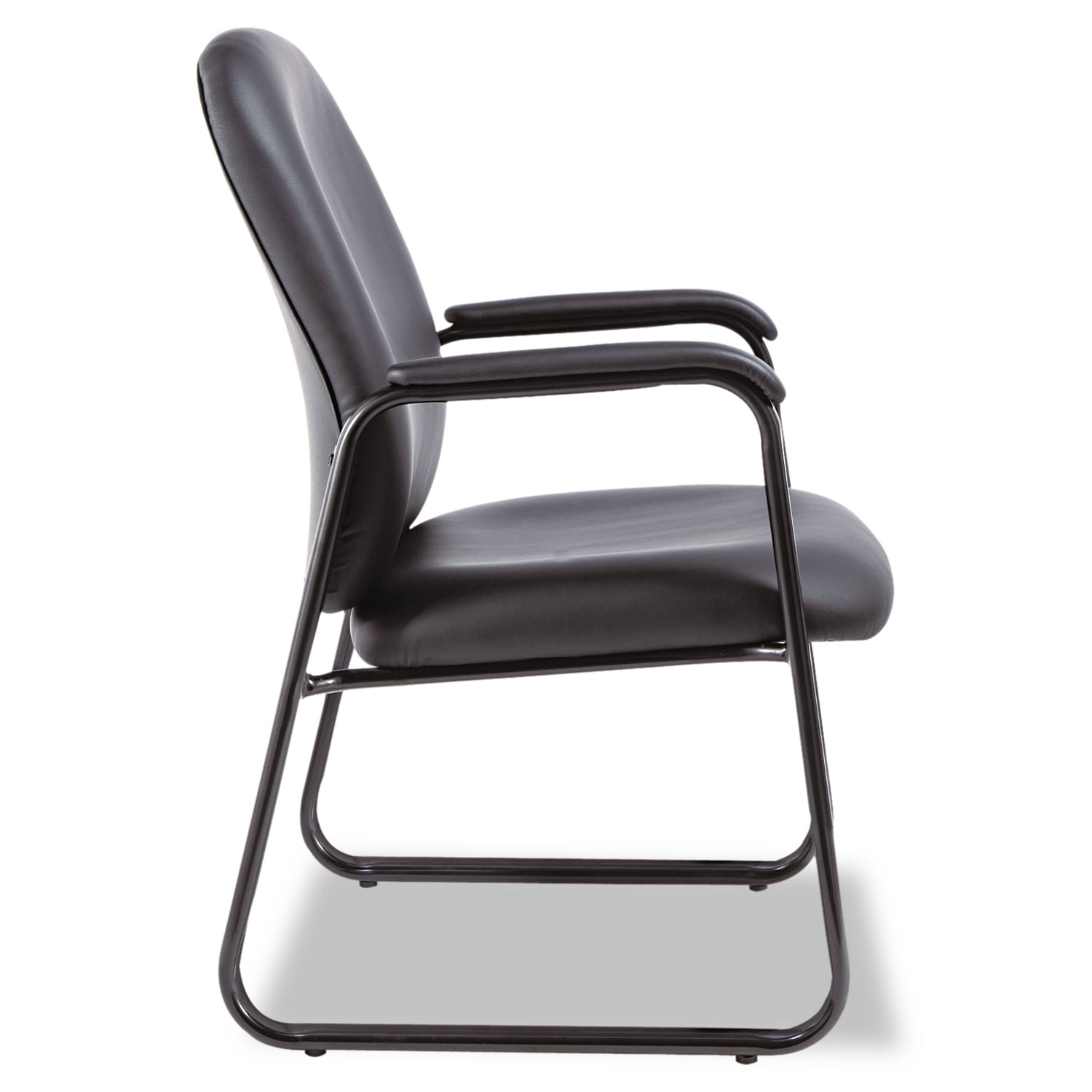 Alera Genaro Series Guest Chair, Black Leather, Sled Base