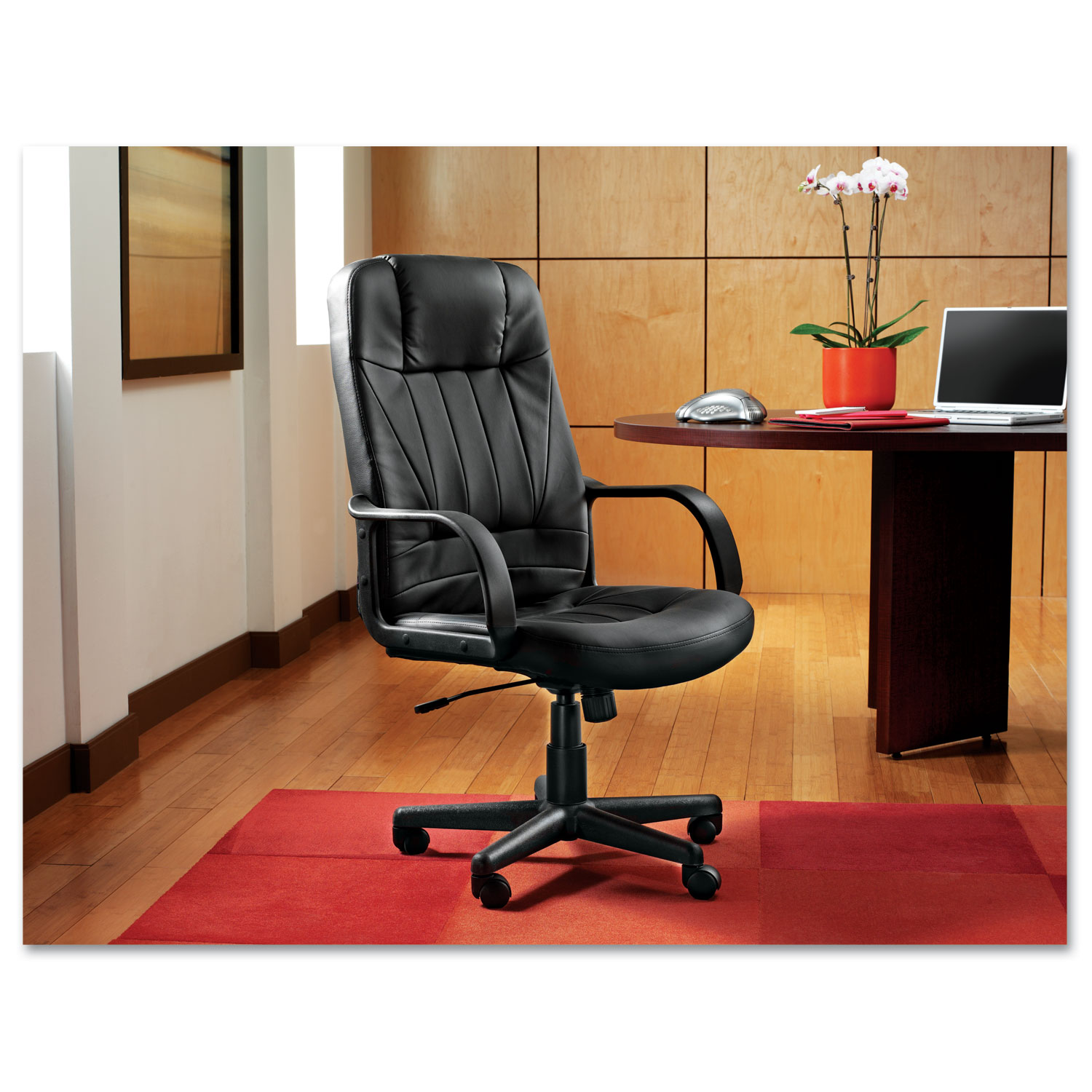 Alera Sparis Series Executive High-Back Swivel/Tilt Chair, Leather, Black