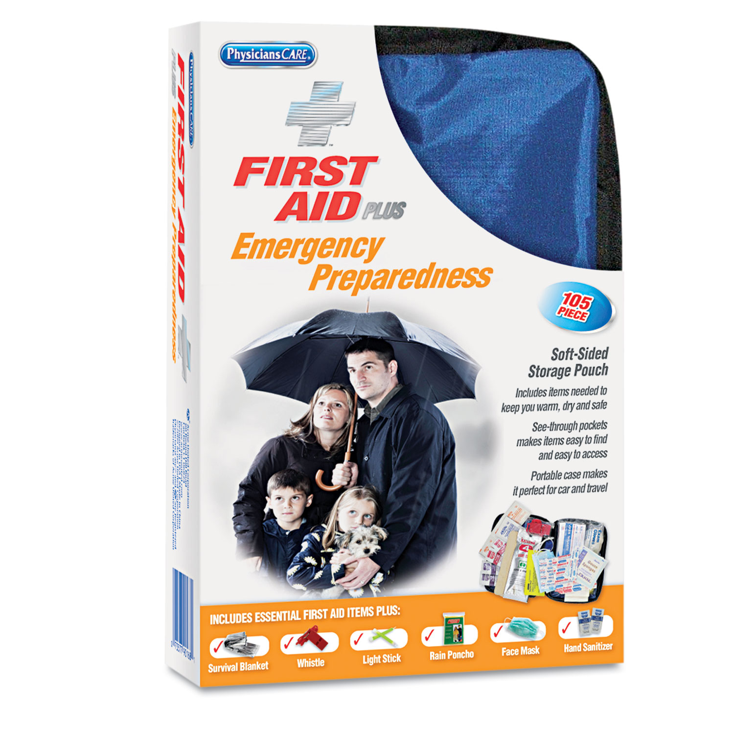  PhysiciansCare by First Aid Only 90168 Soft-Sided First Aid and Emergency Kit, 105 Pieces/Kit (FAO90168) 