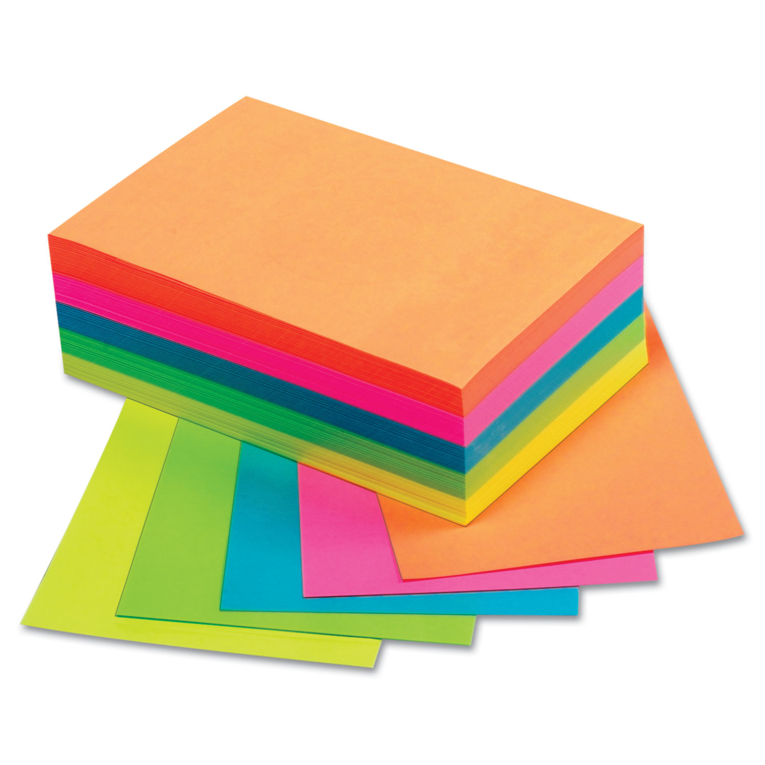 Fluorescent Color Memo Sheets, 20 lb, 4 x 6, Assorted, 500 Sheets/Pack
