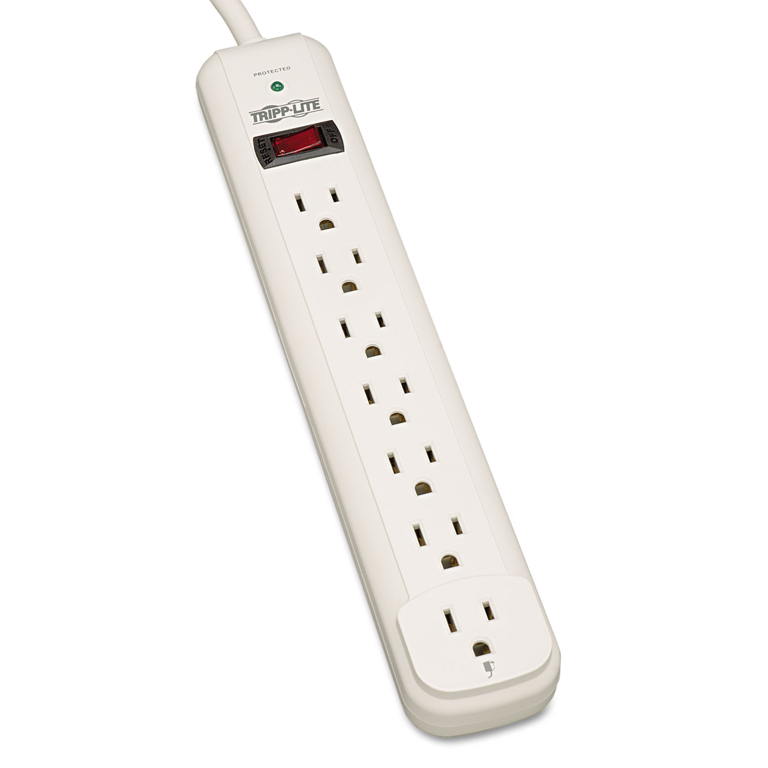 Protect It! Surge Protector, 7 Outlets, 12 ft. Cord, 1080 Joules, Light Gray
