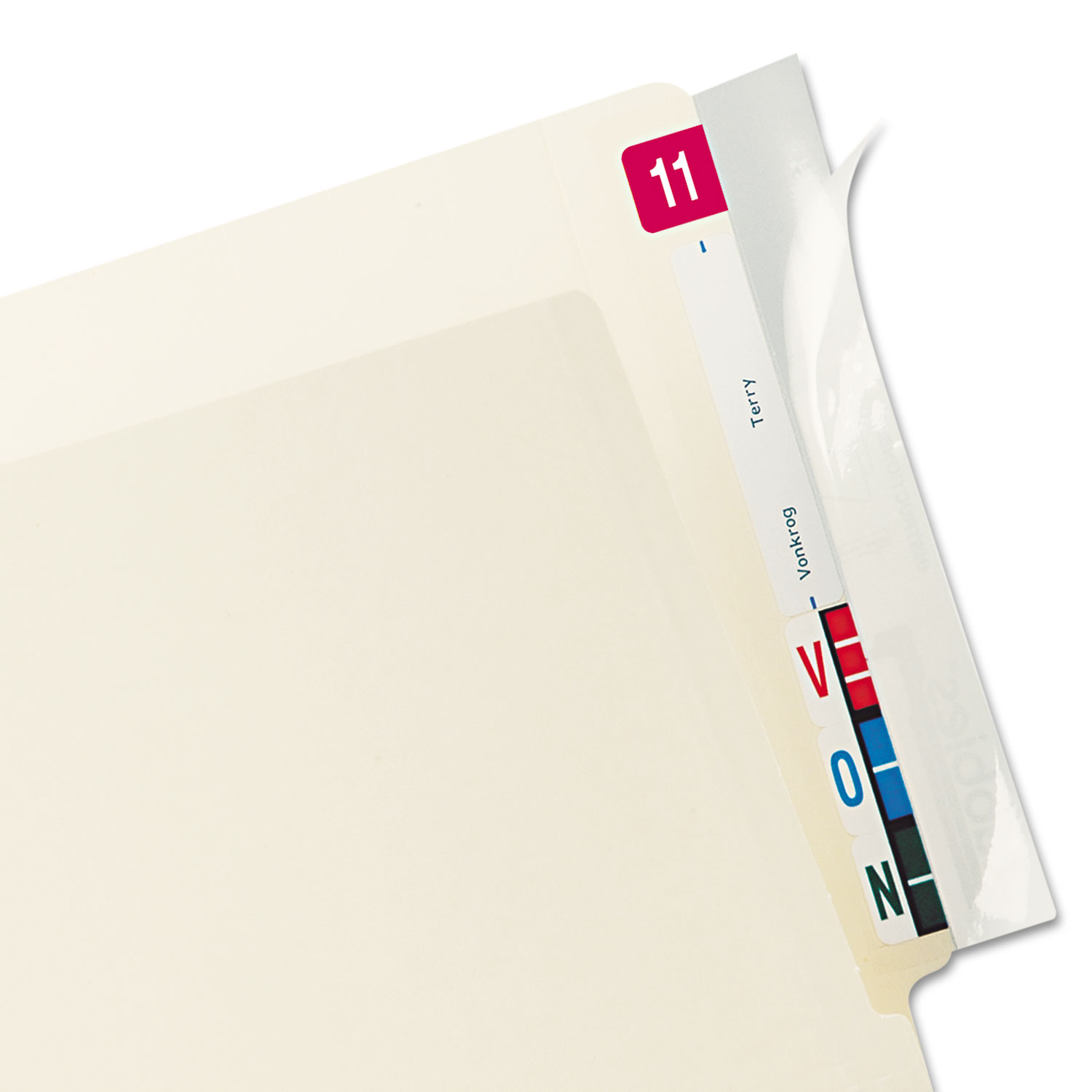 Self-Adhesive Label/File Folder Protector, End Tab, 2 x 8, Clear, 100/Box