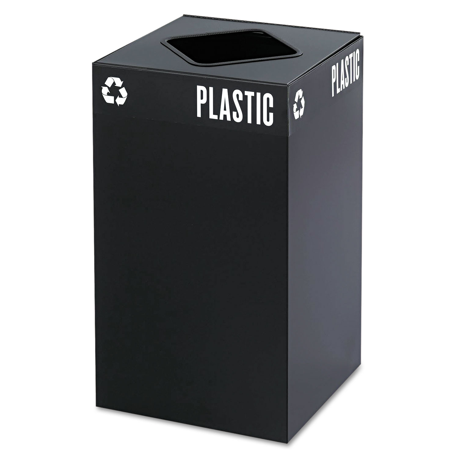  Safco 2981BL Public Square Plastic-Recycling Container, Square, Steel, 25 gal, Black (SAF2981BL) 