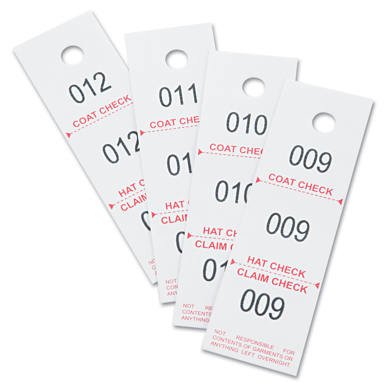  Safco 4249NC Three-Part Coat Room Checks, Paper, 1 1/2 x 5, White, 500/Pack (SAF4249NC) 