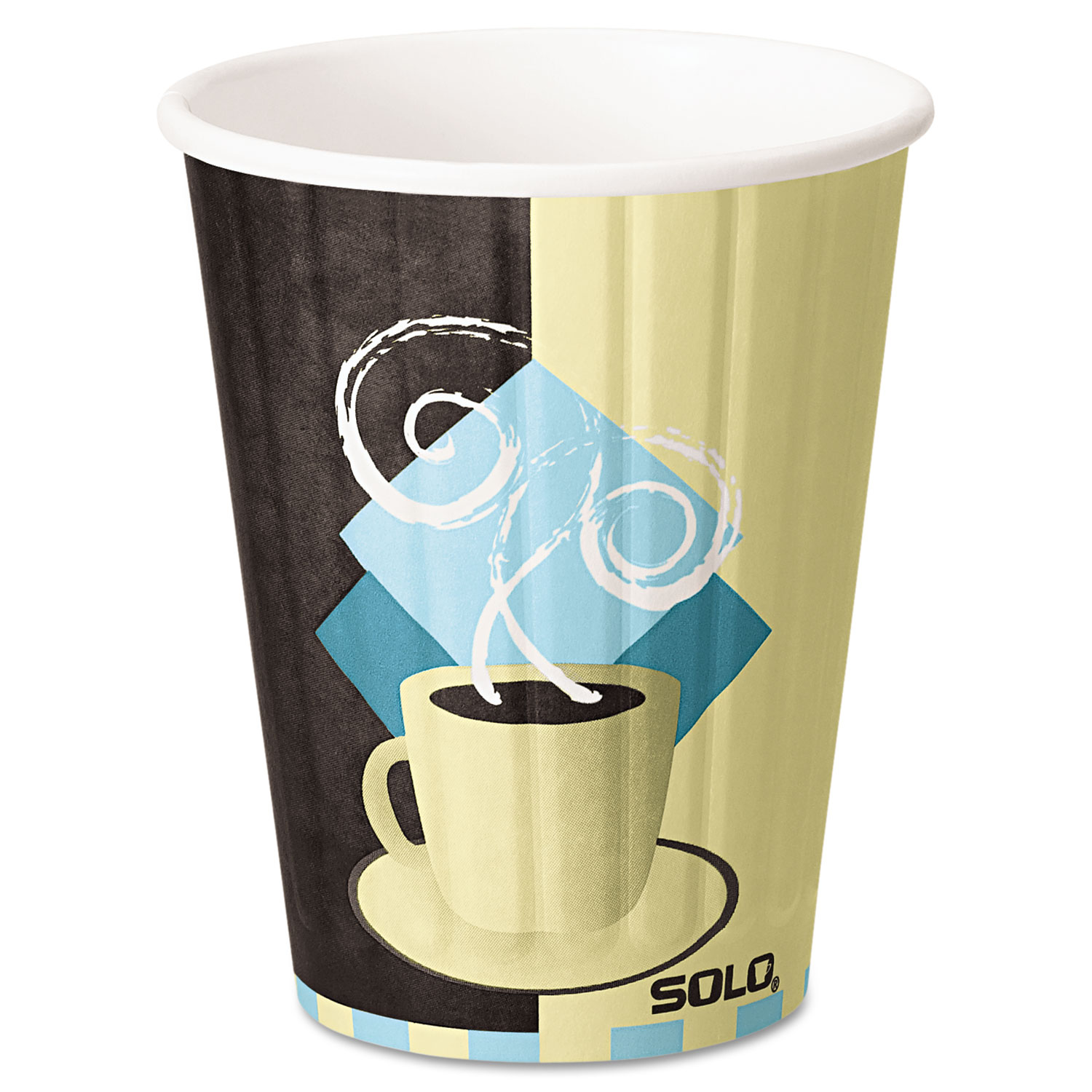  Dart IC12-J7534 Duo Shield Insulated Paper Hot Cups, 12oz, Tuscan, Chocolate/Blue/Beige, 600/Ct (SCCIC12J7534CT) 