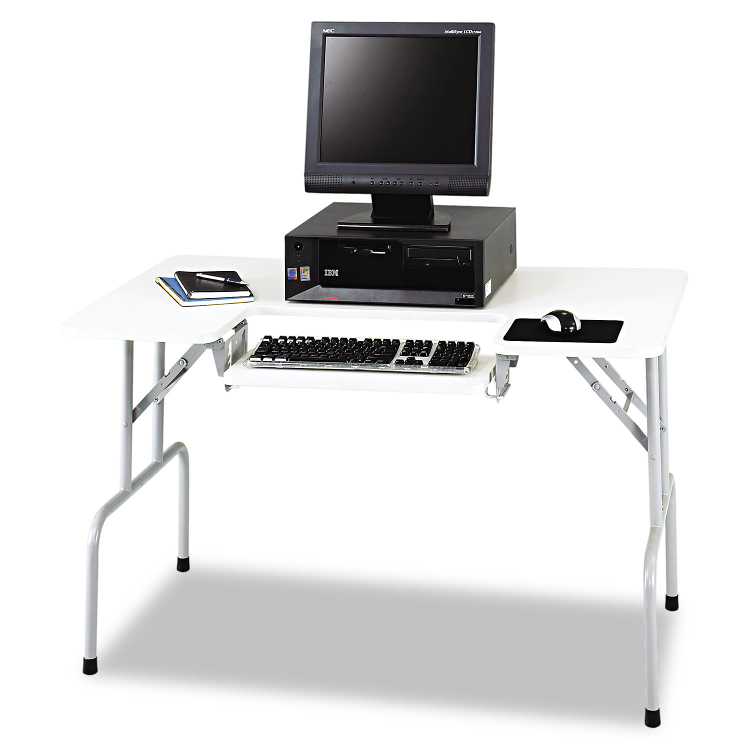 Folding Computer Table, Rectangular, 47 1/2w x 29 3/4d x 28 3/4h, Light Gray