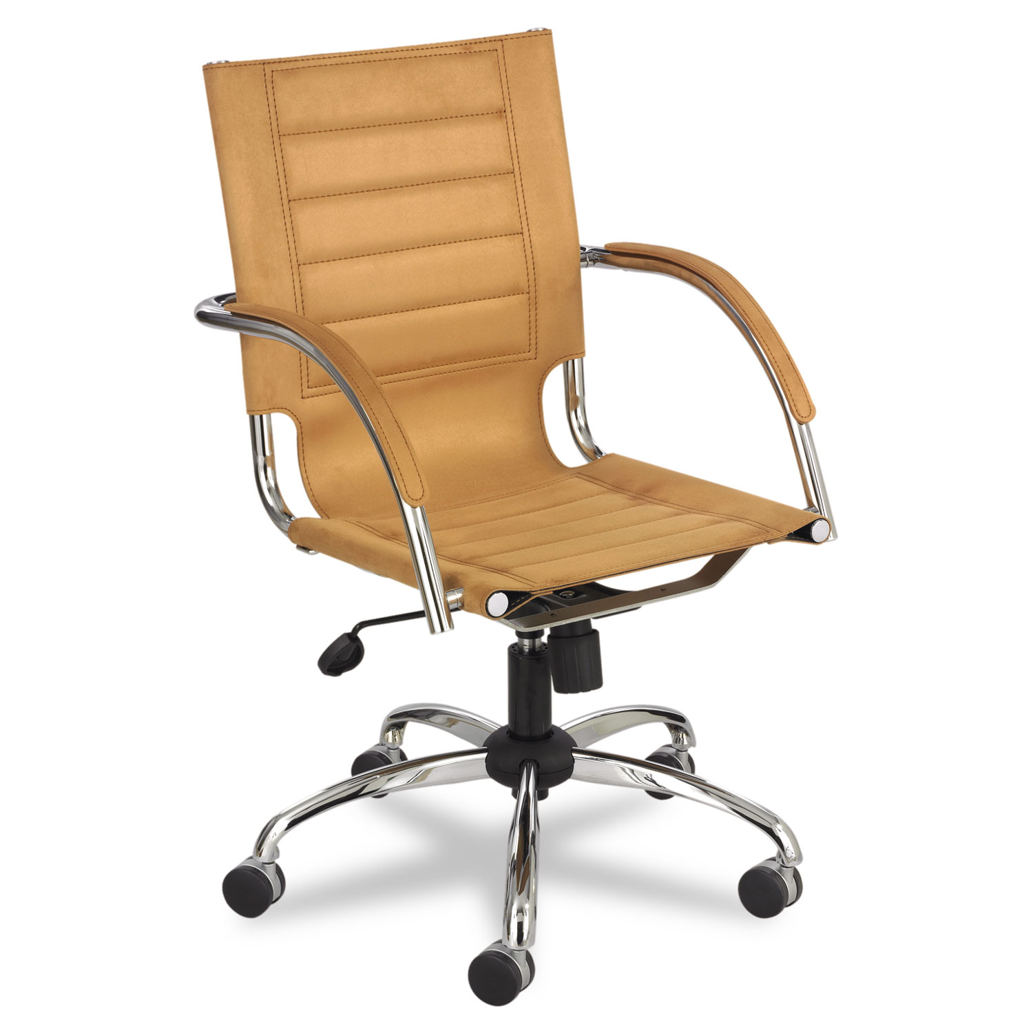Flaunt Series Mid-Back Managers Chair, Camel Microfiber/Chrome