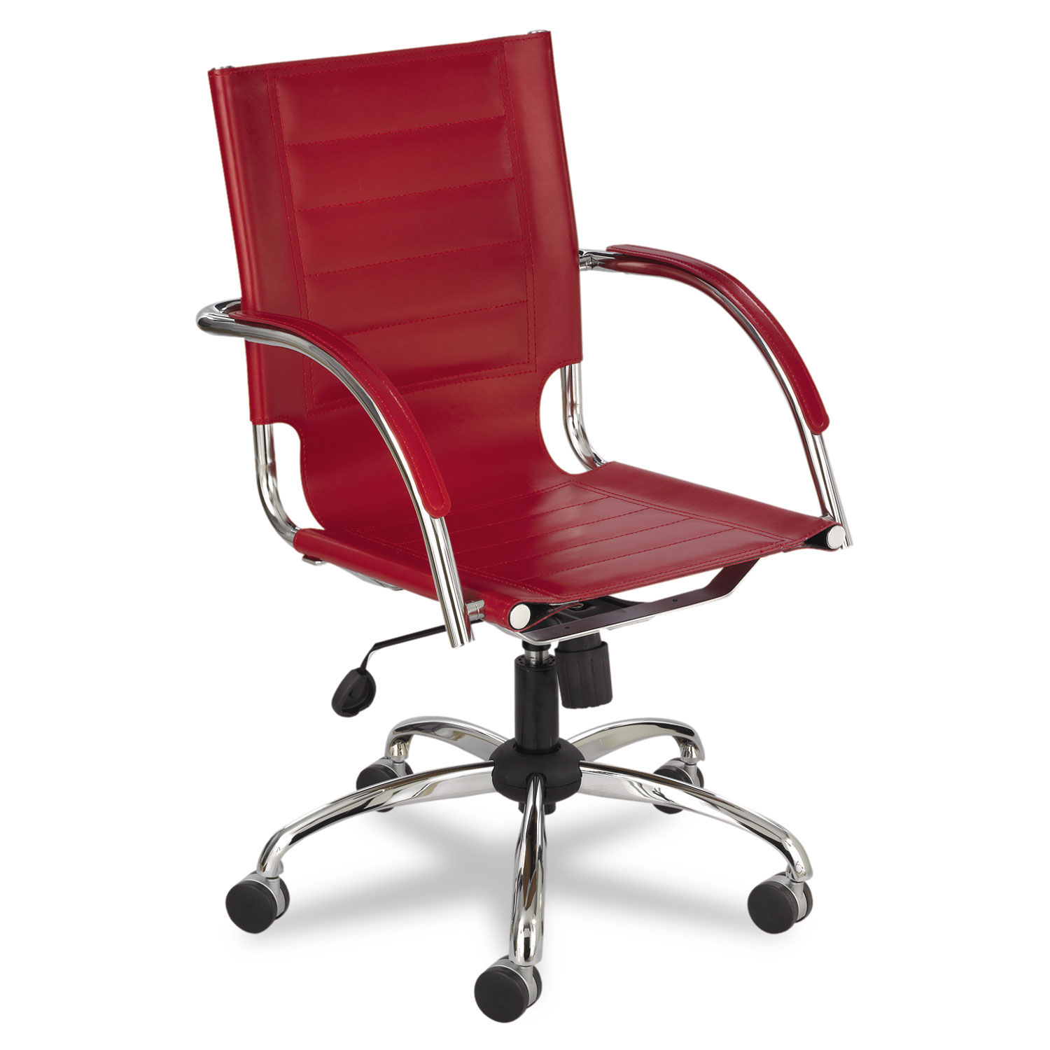 Flaunt Series Mid-Back Managers Chair, Red Leather/Chrome