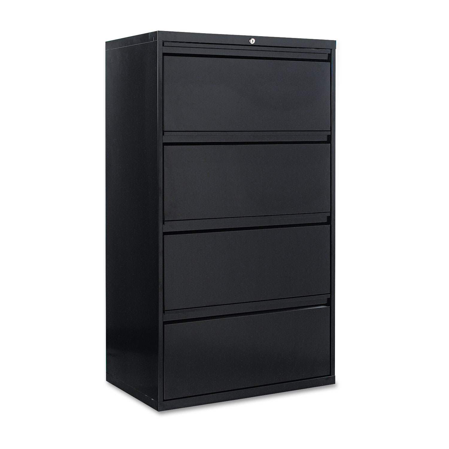 Four-Drawer Lateral File Cabinet, 30w x 18d x 52 1/2h, Black
