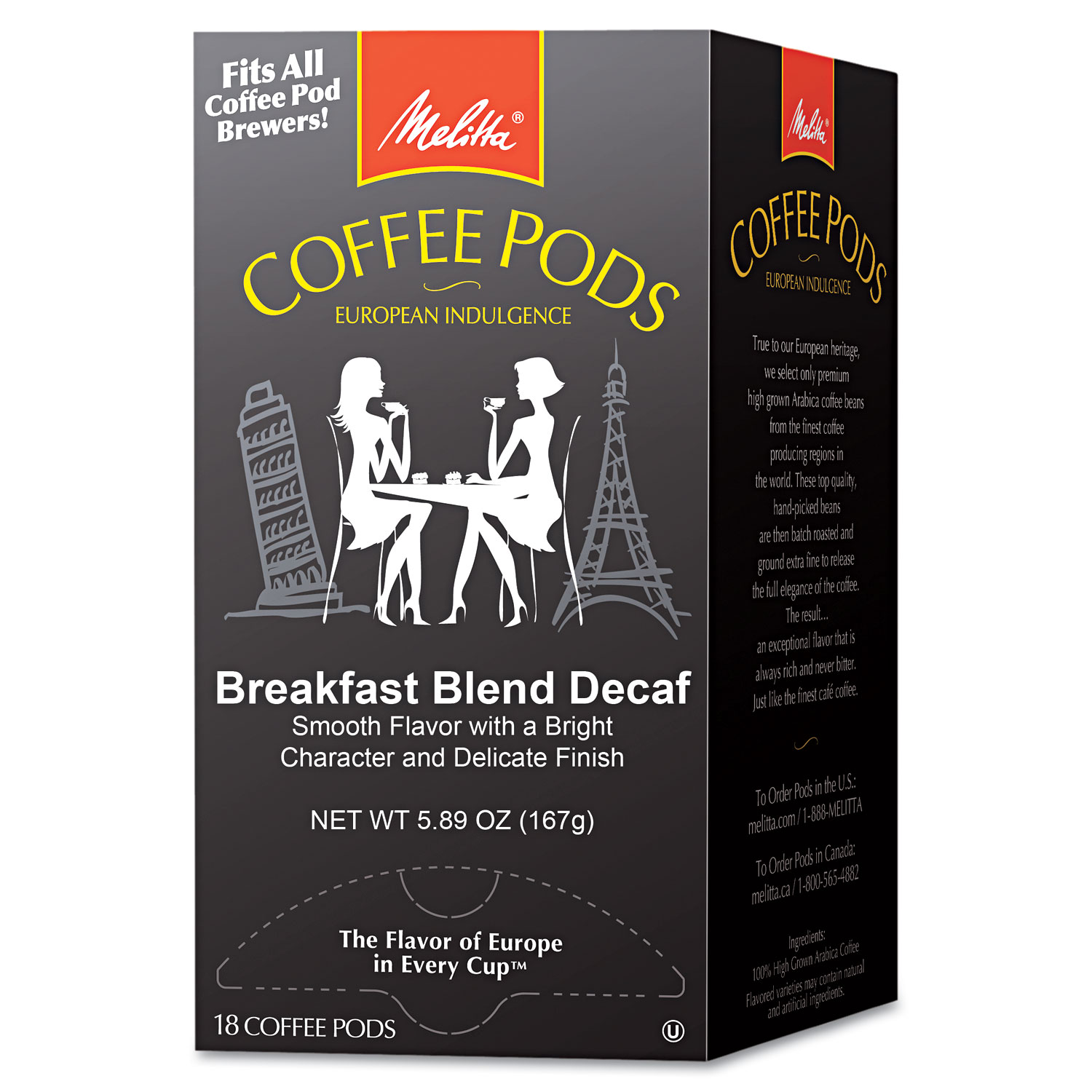  Melitta 75413 Coffee Pods, Breakfast Blend Decaf, 18 Pods/Box (MLA75413) 