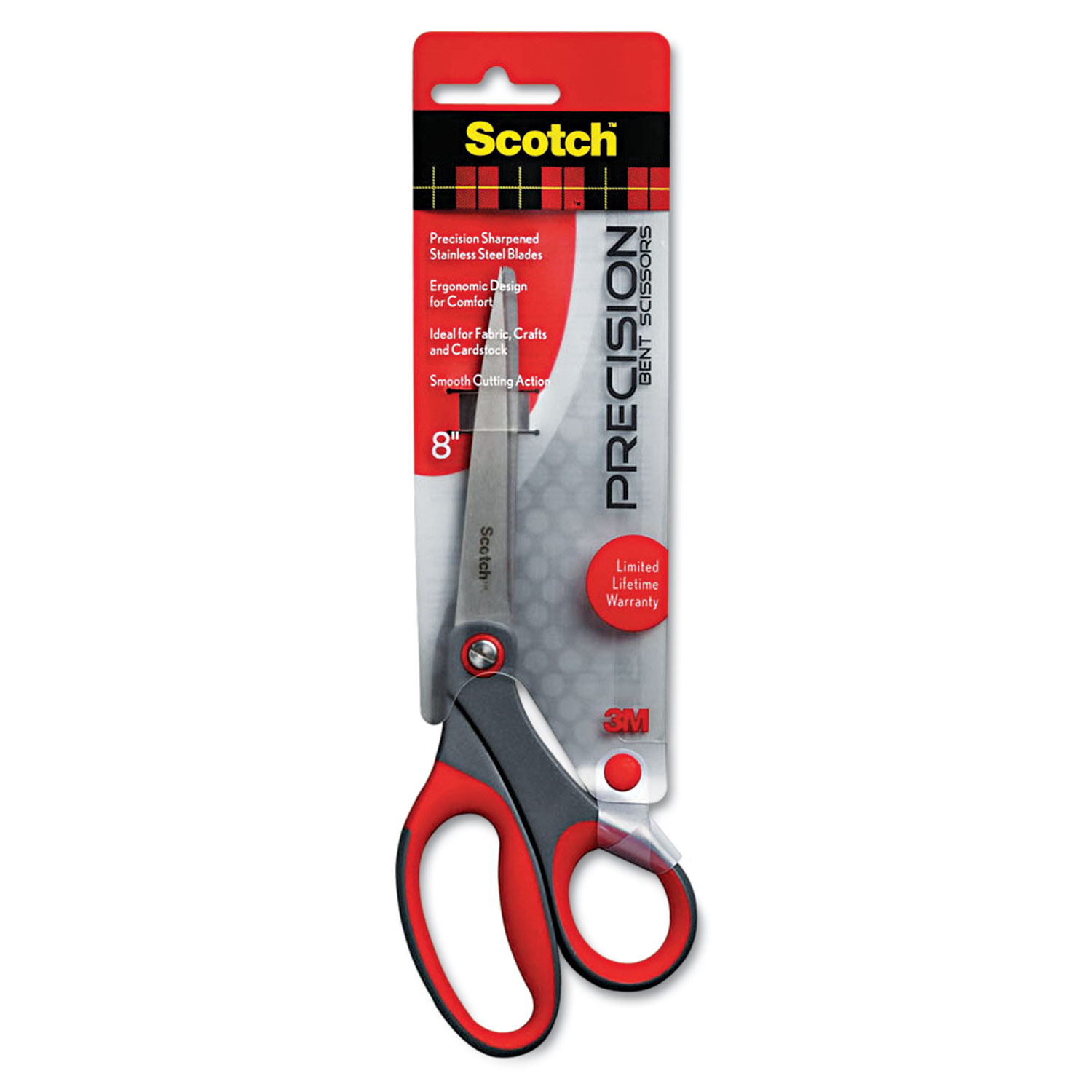  Scotch 1448B Precision Scissors, 8 Long, 3.25 Cut Length, Gray/Red Offset Handle (MMM1448B) 