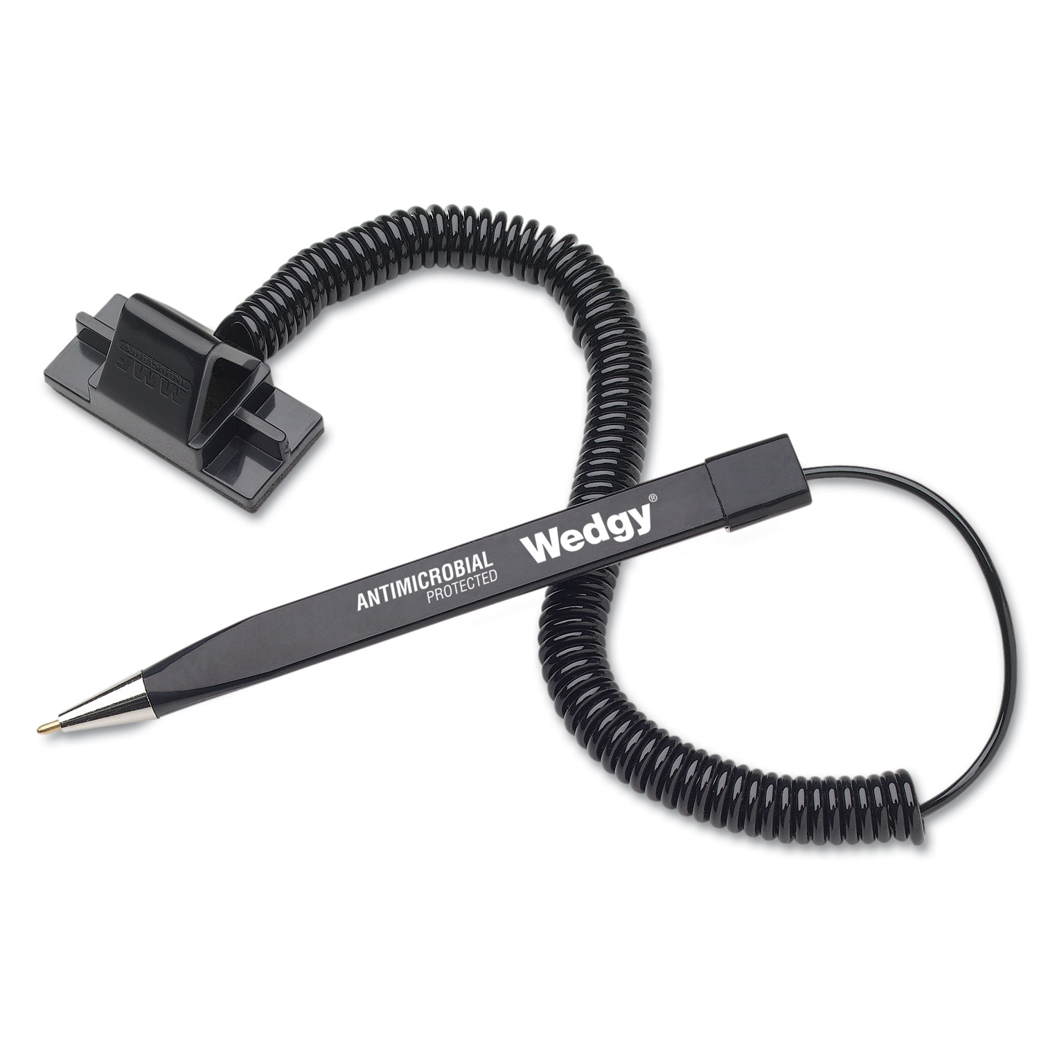  MMF Industries 28608 Wedgy Antimicrobial Ballpoint Counter Pen w/Scabbard, 1mm, Blue Ink, Black Barrel (MMF28608) 